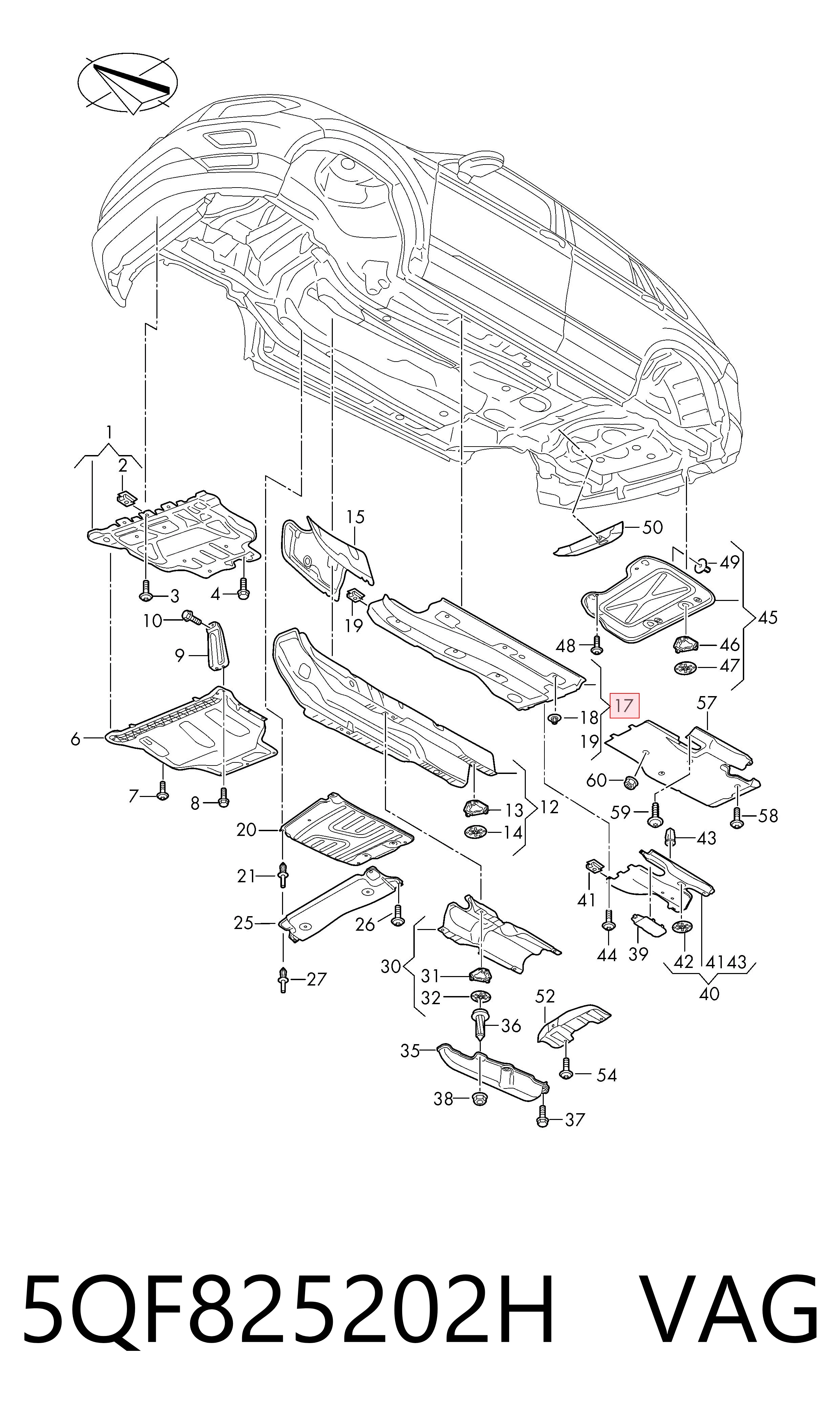 5QF825202H VAG Protección inferior derecha