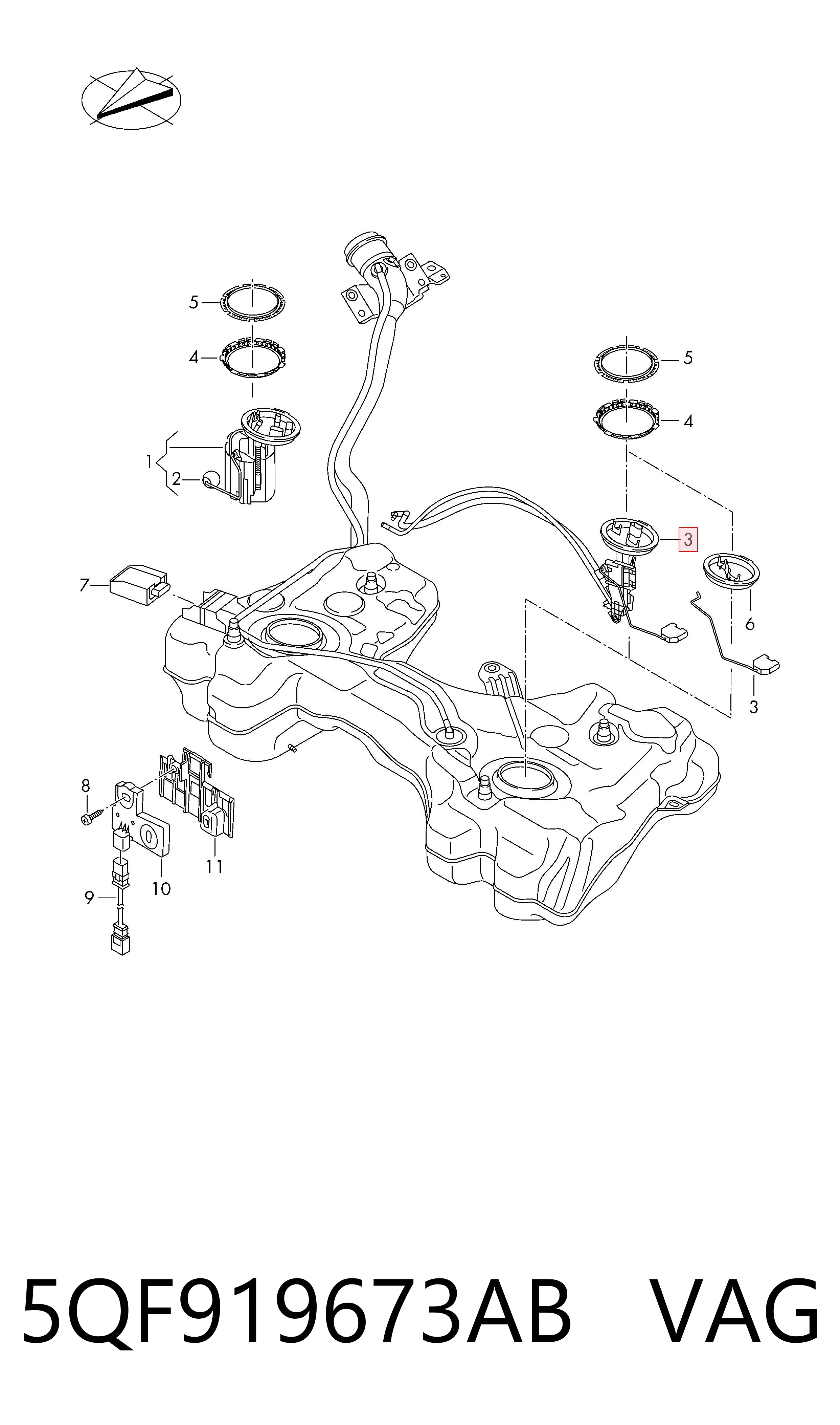 5QF919673AB VAG Módulo de alimentación de combustible