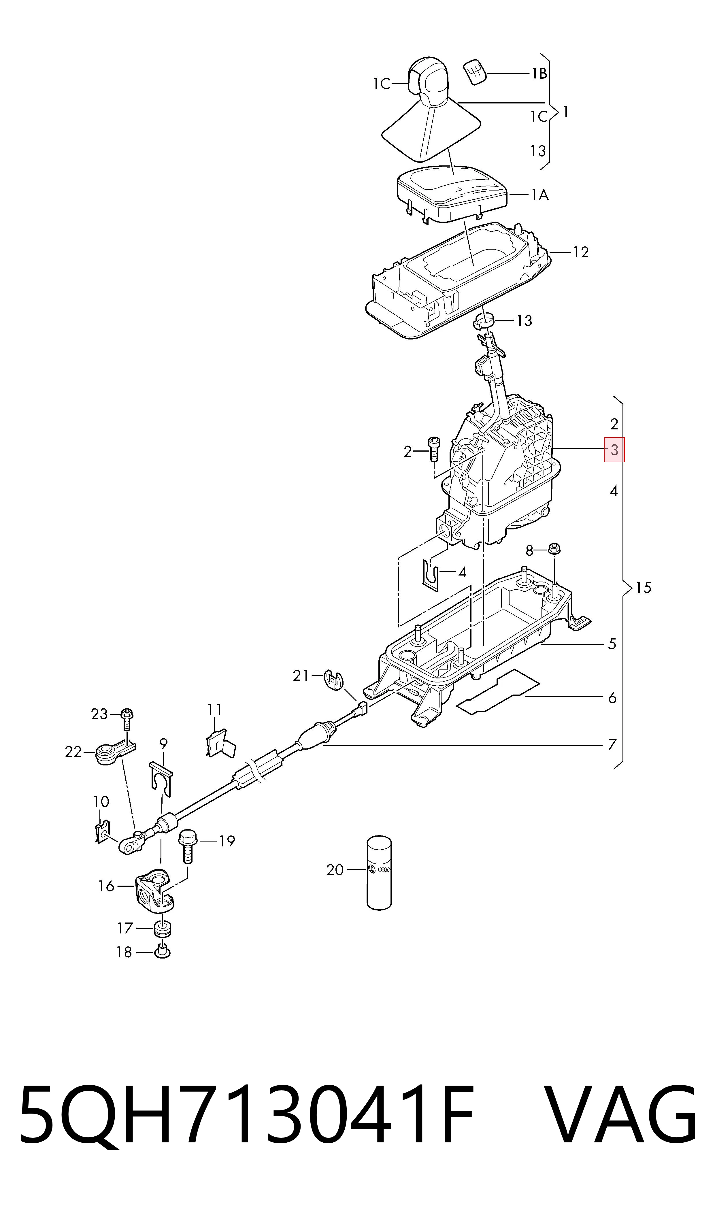 Mecanismo selector de marchas VAG 5QH713041F precio, desde 630,17 EUR