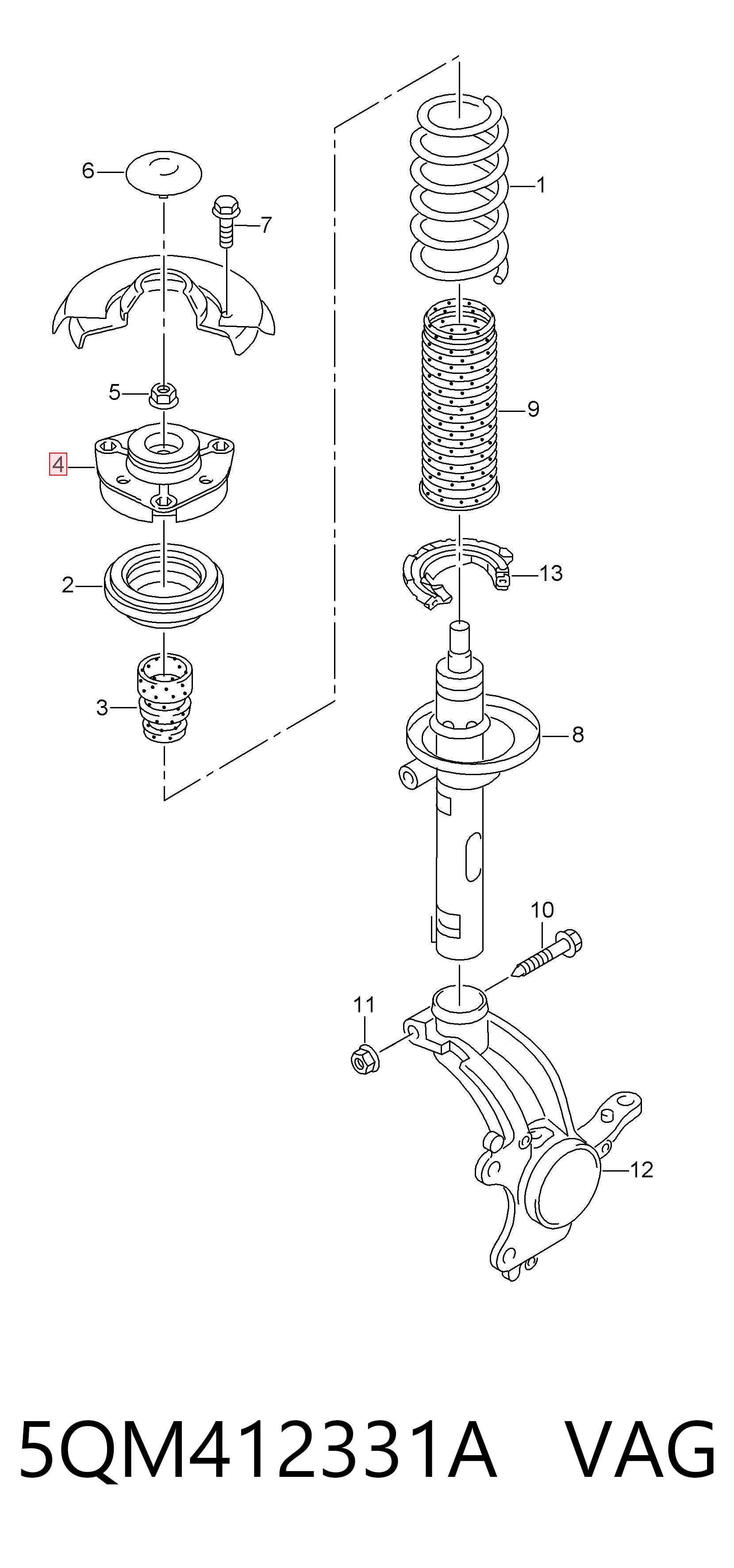5QM412331A VAG Soporte del amortiguador delantero