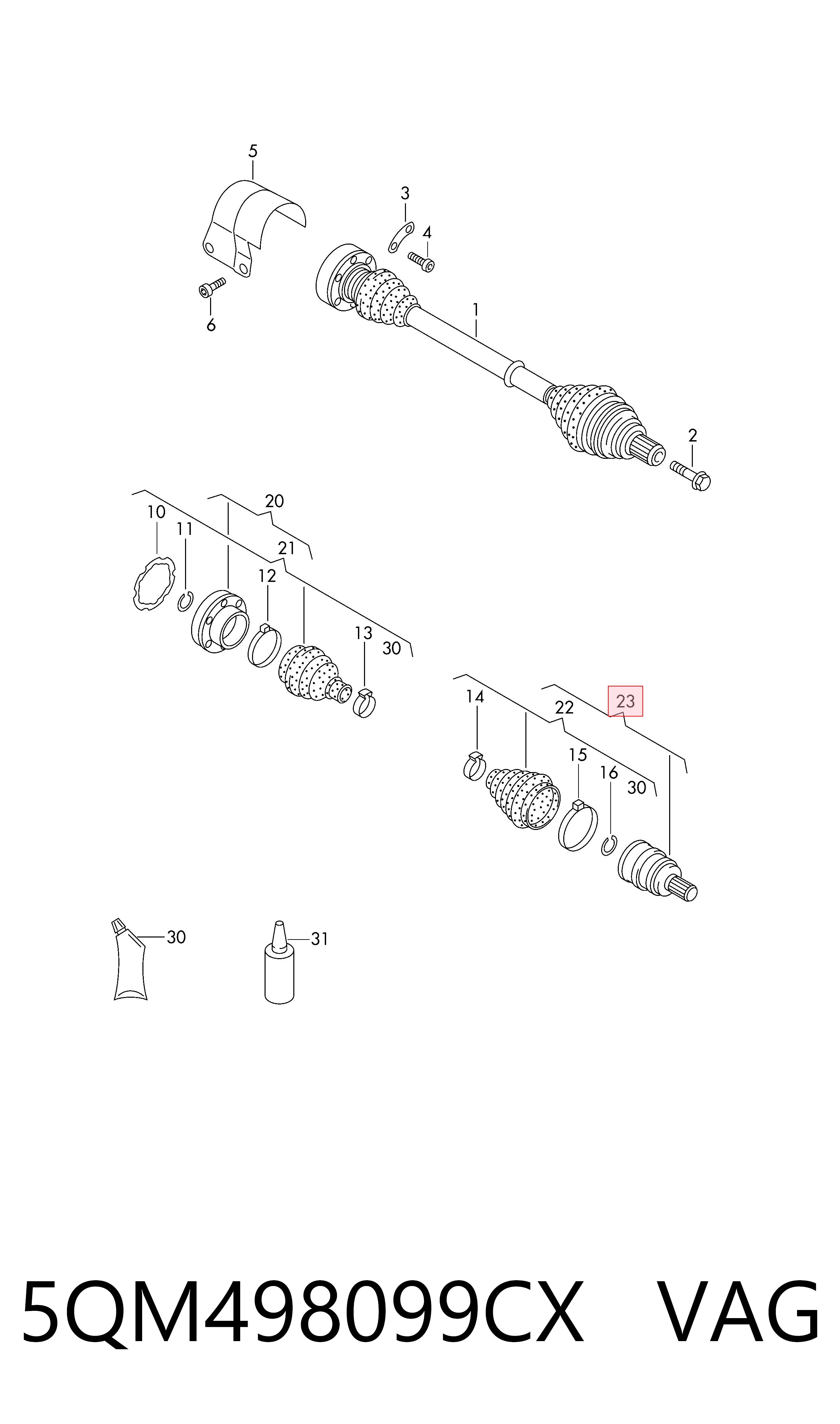 Junta homocinetica para Skoda KAROQ NU7, ND7