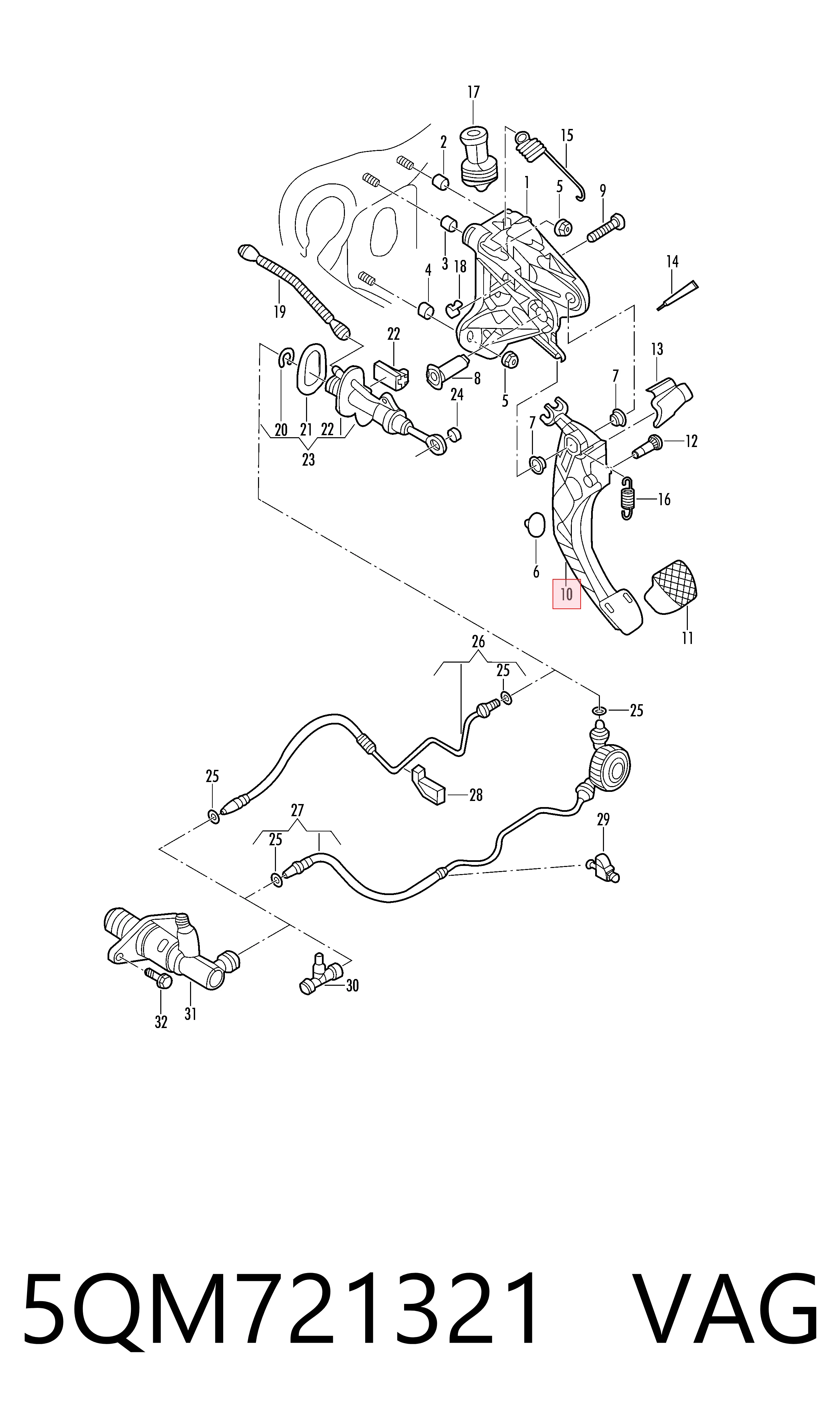 5QM721321 VAG Pedal del embrague