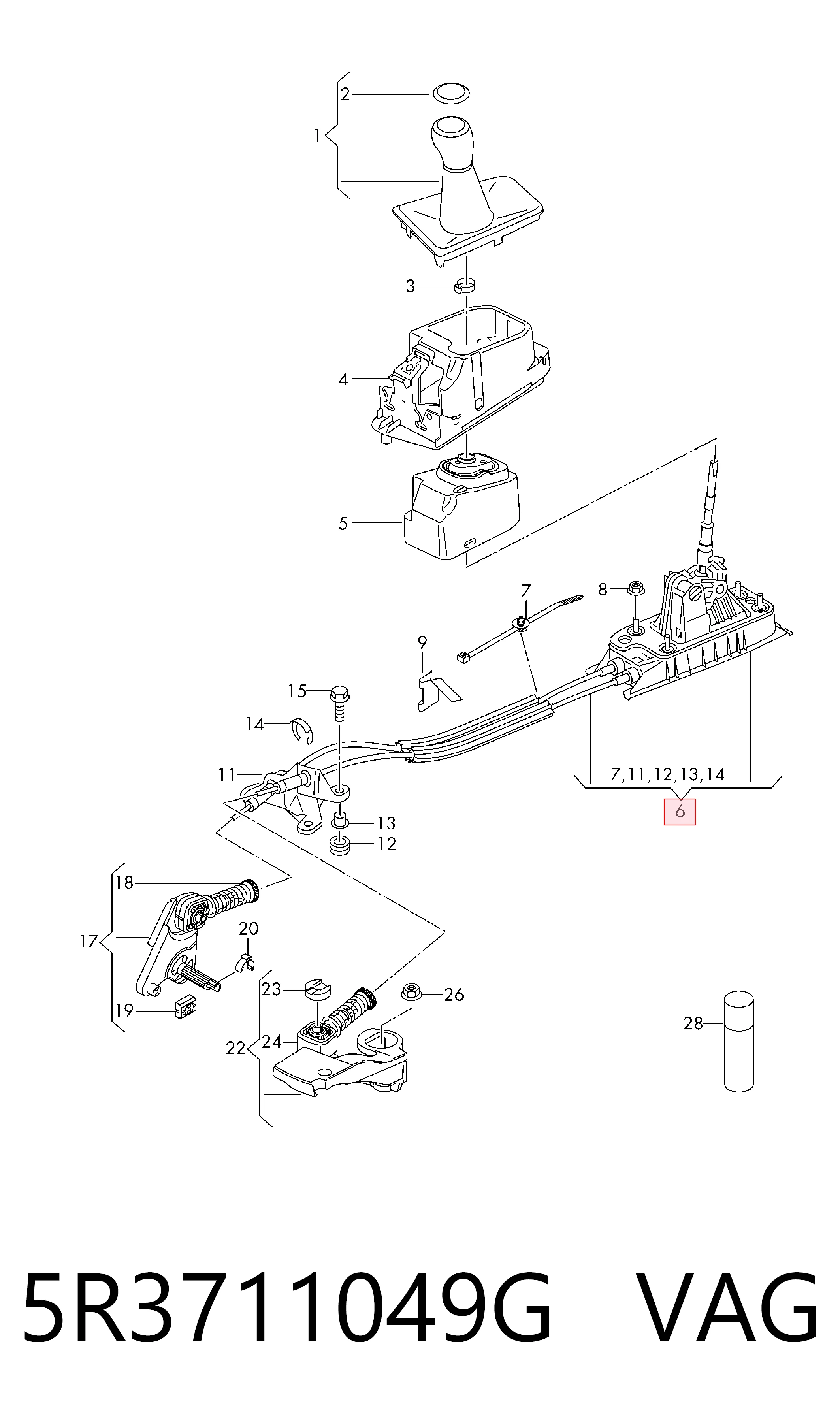 Palanca selectora cambio de marcha para Volkswagen Polo VI AW1, BZ1, AE1