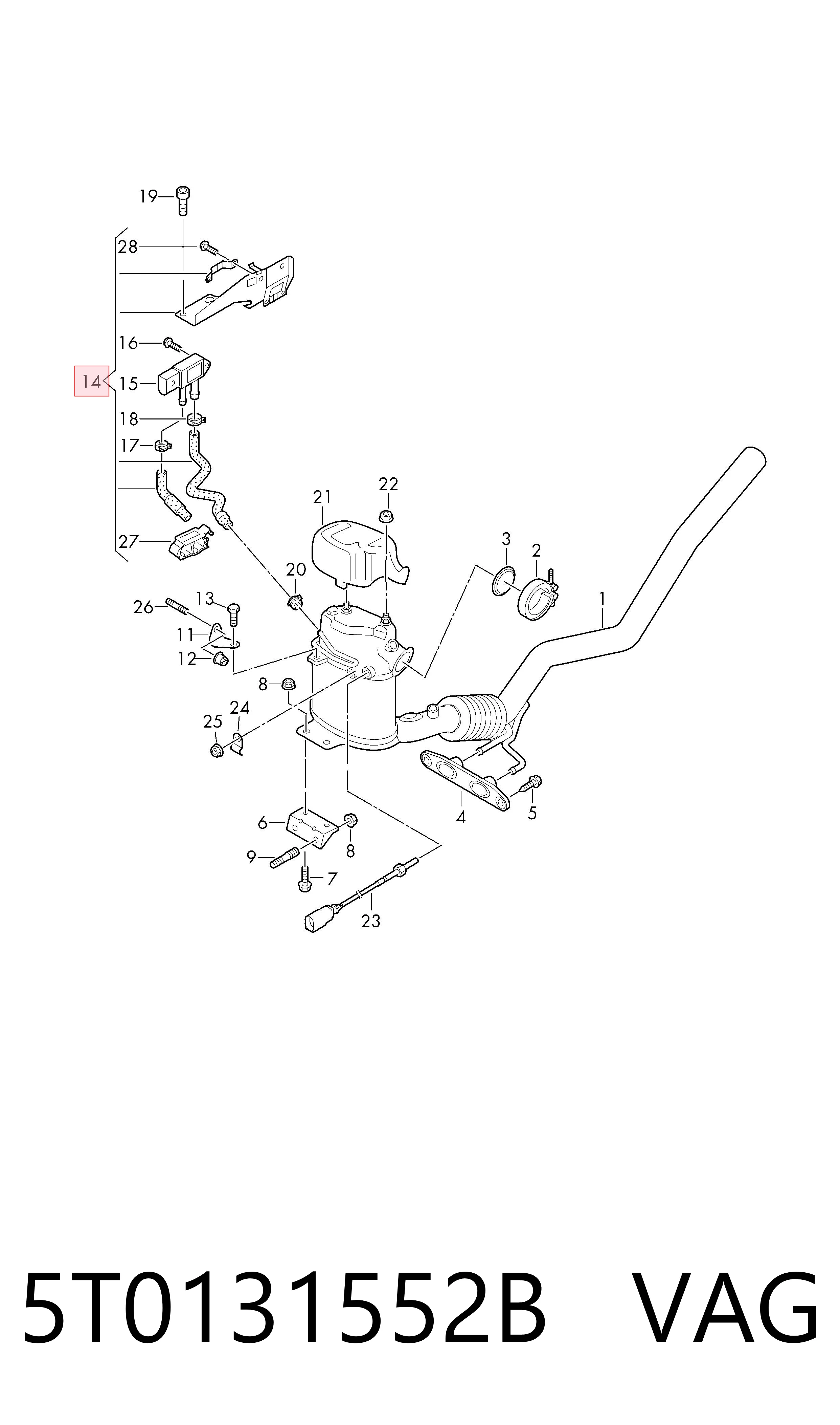 5T0131552B VAG Sensor, presión gas de escape