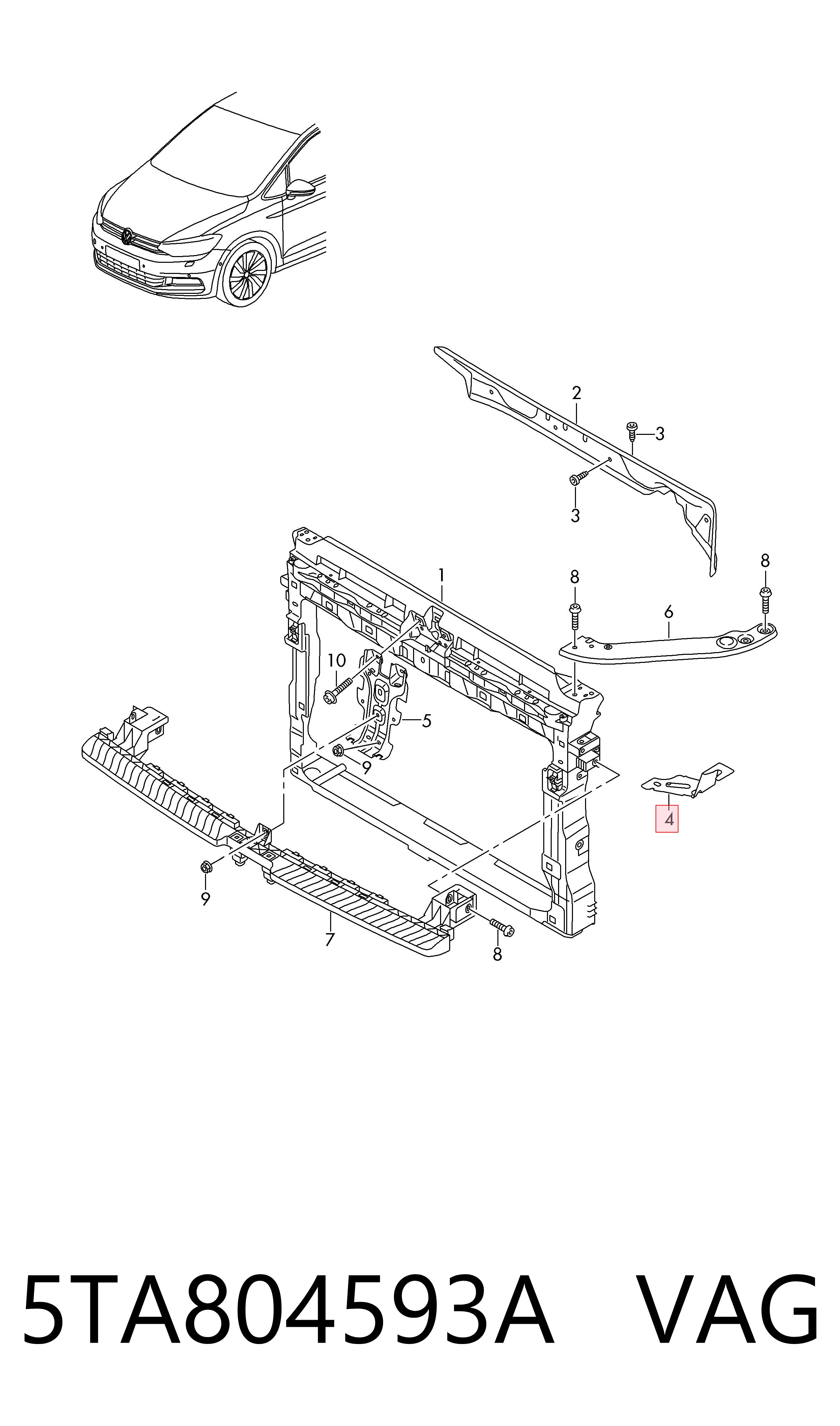 5TA804593A VAG Soporte de montaje de faros delantero izquierdo
