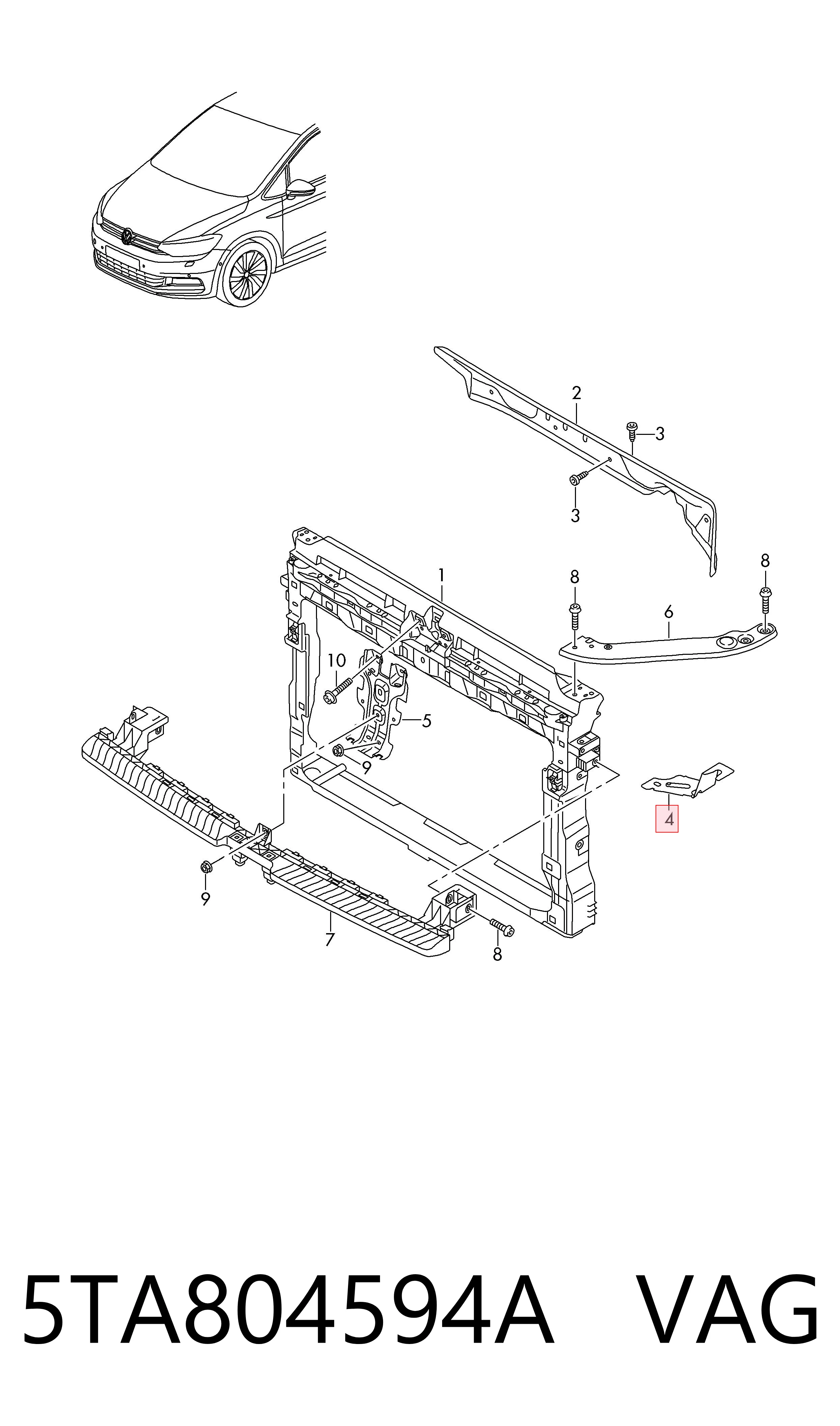 5TA804594A VAG Soporte de fijación del faro delantero derecho