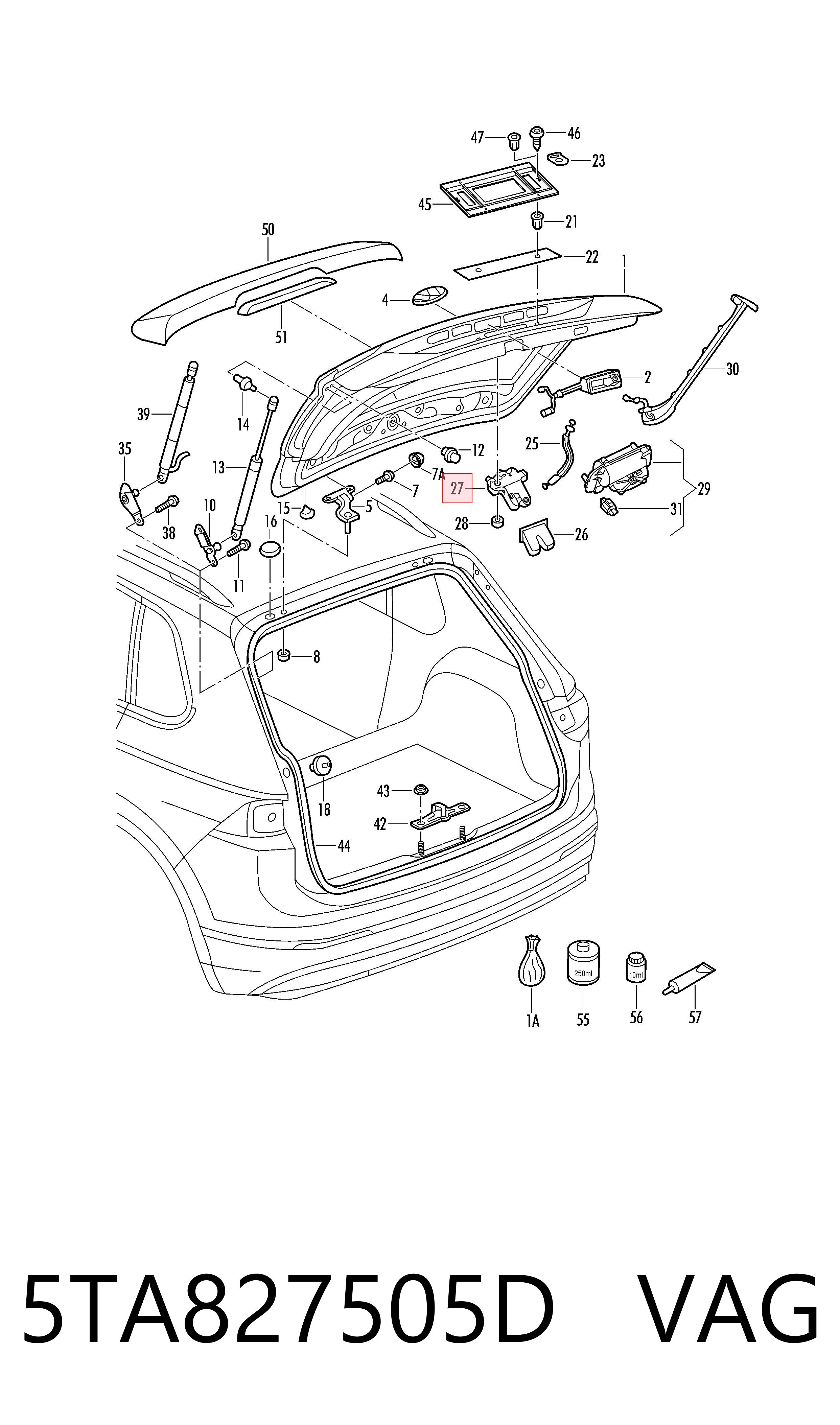 Cerradura de portón trasero VAG 5TA827505D precio, desde 43,15 EUR