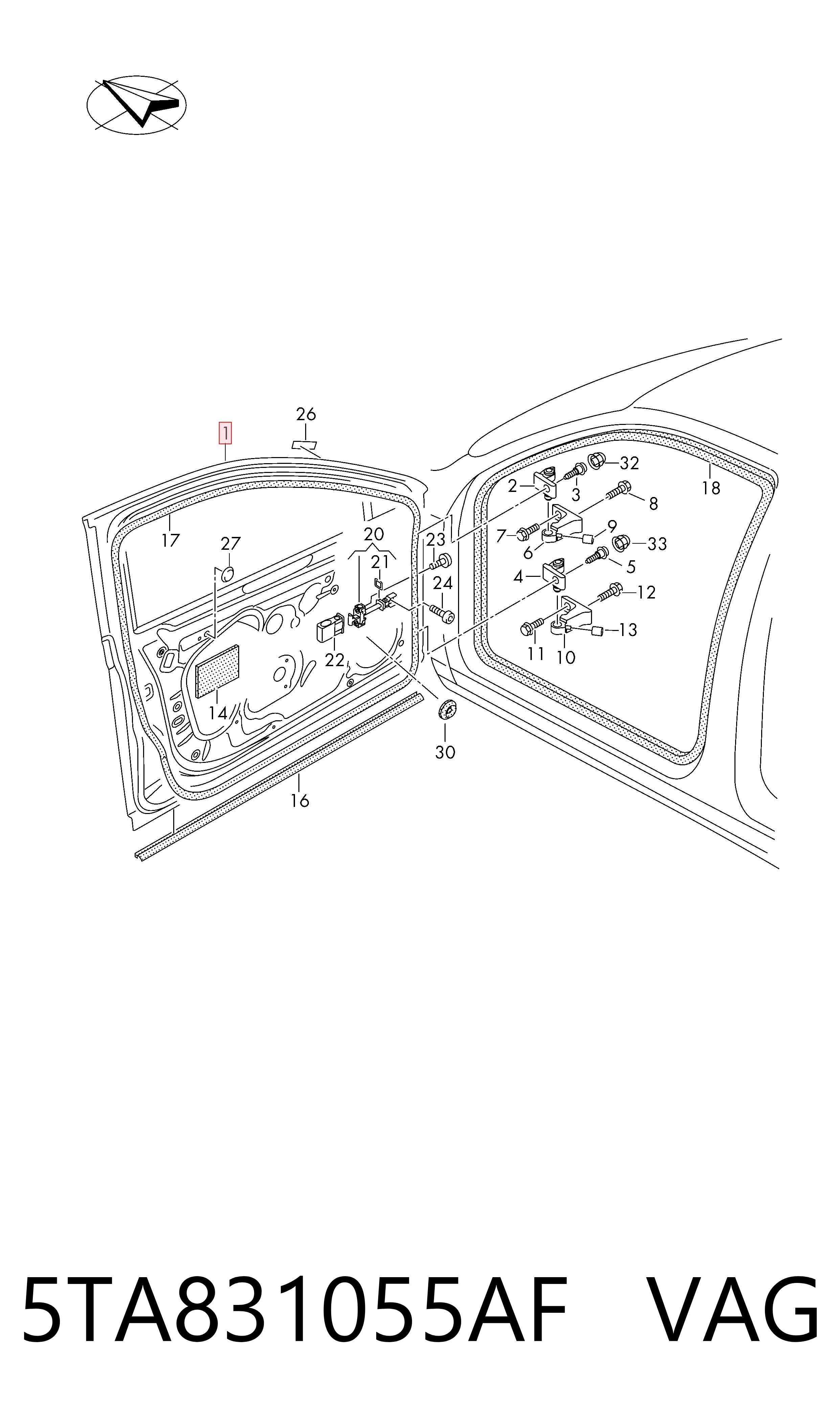 Puerta delantera para Volkswagen Touran III 5T1