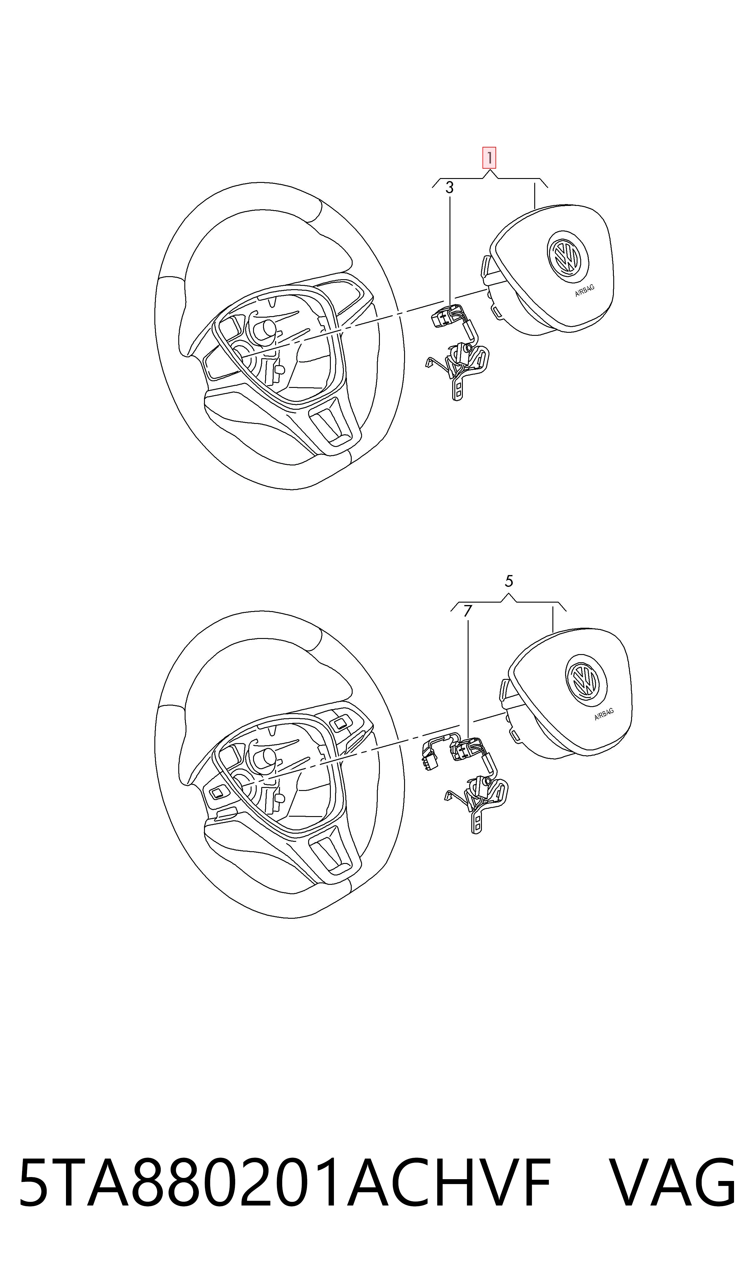 5TA880201ACHVF VAG Airbag de volante
