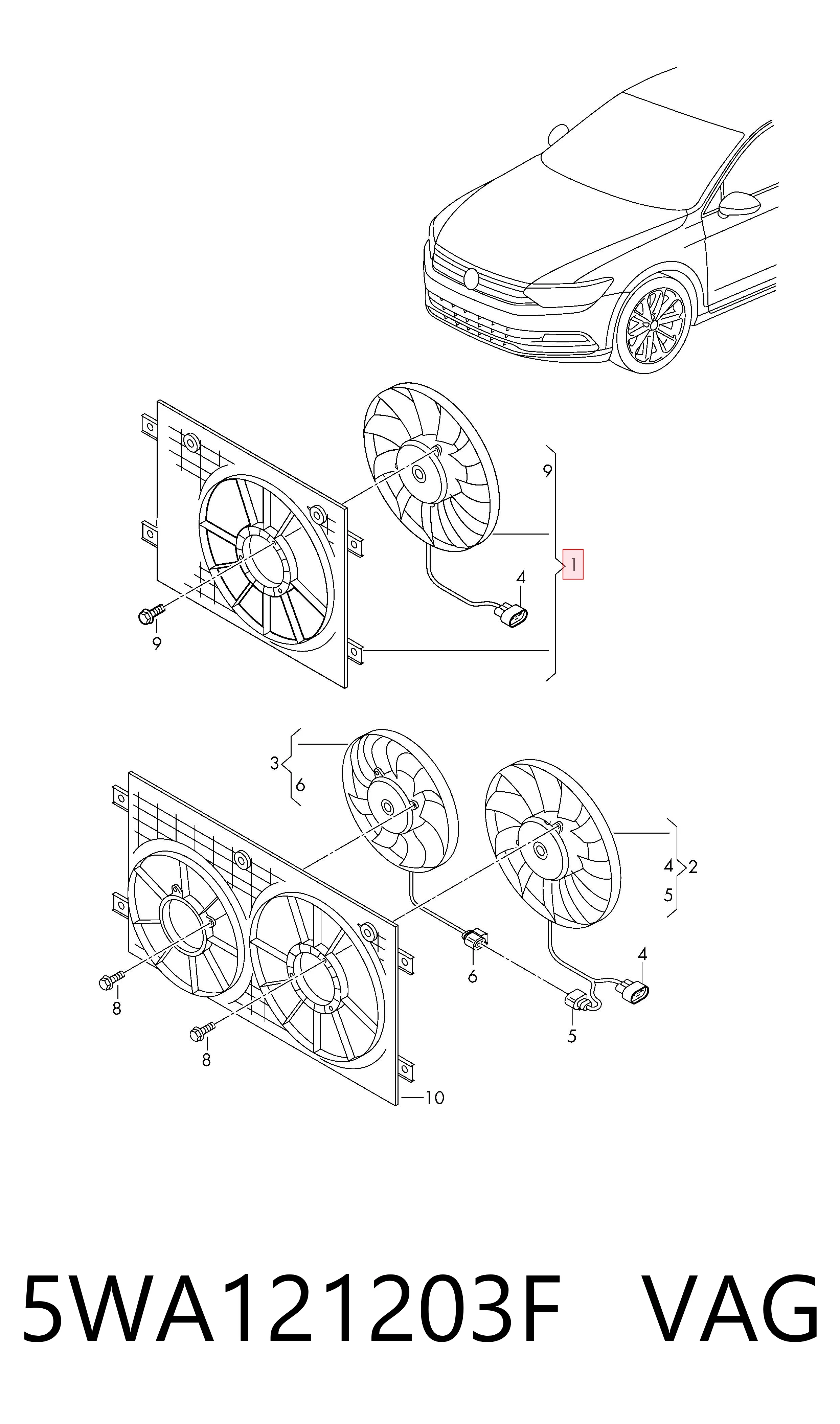 Ventilador, refrigeración motor VAG 5WA121203F precio, desde 307,82 EUR
