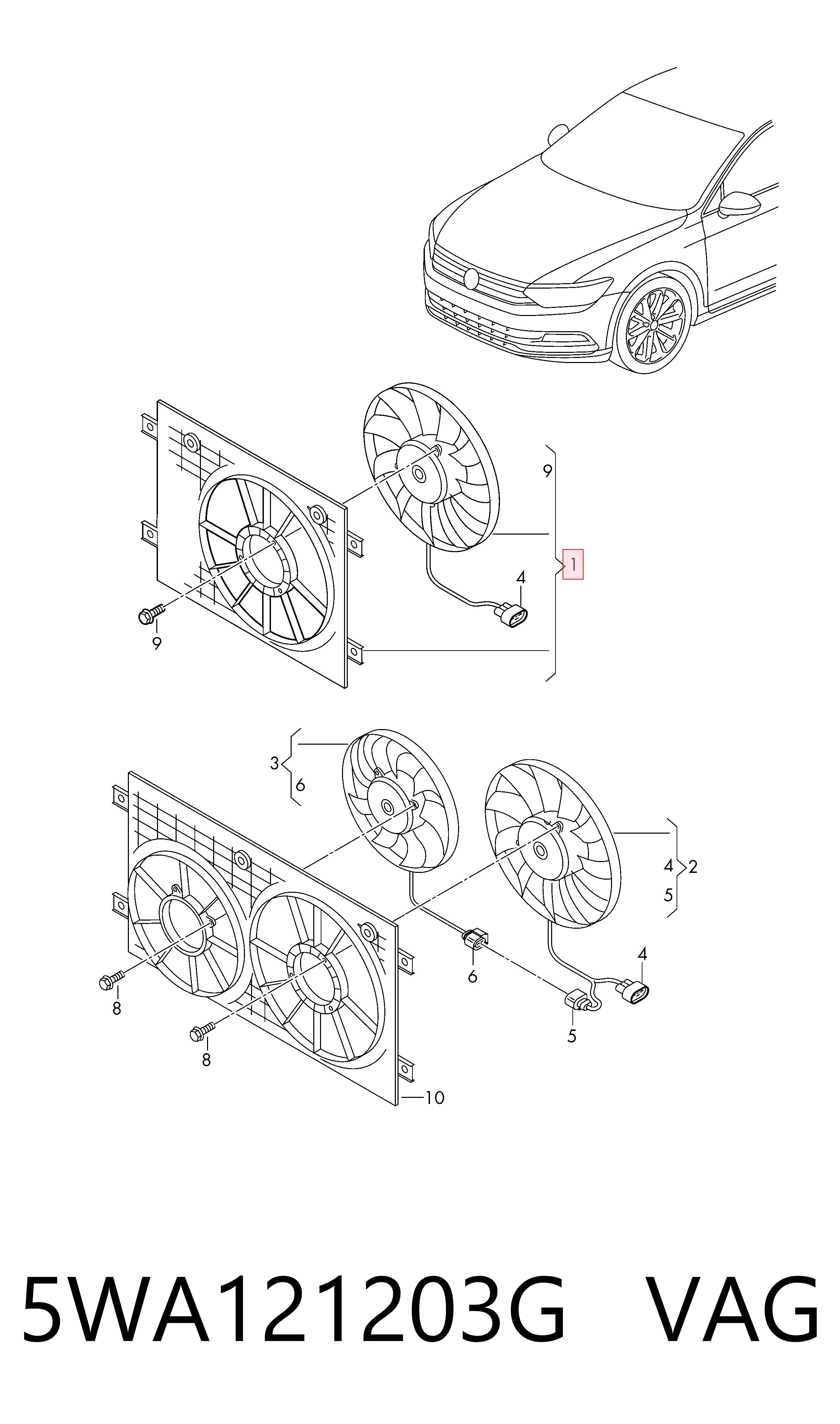 5WA121203G VAG Ventilador de refrigeración del motor