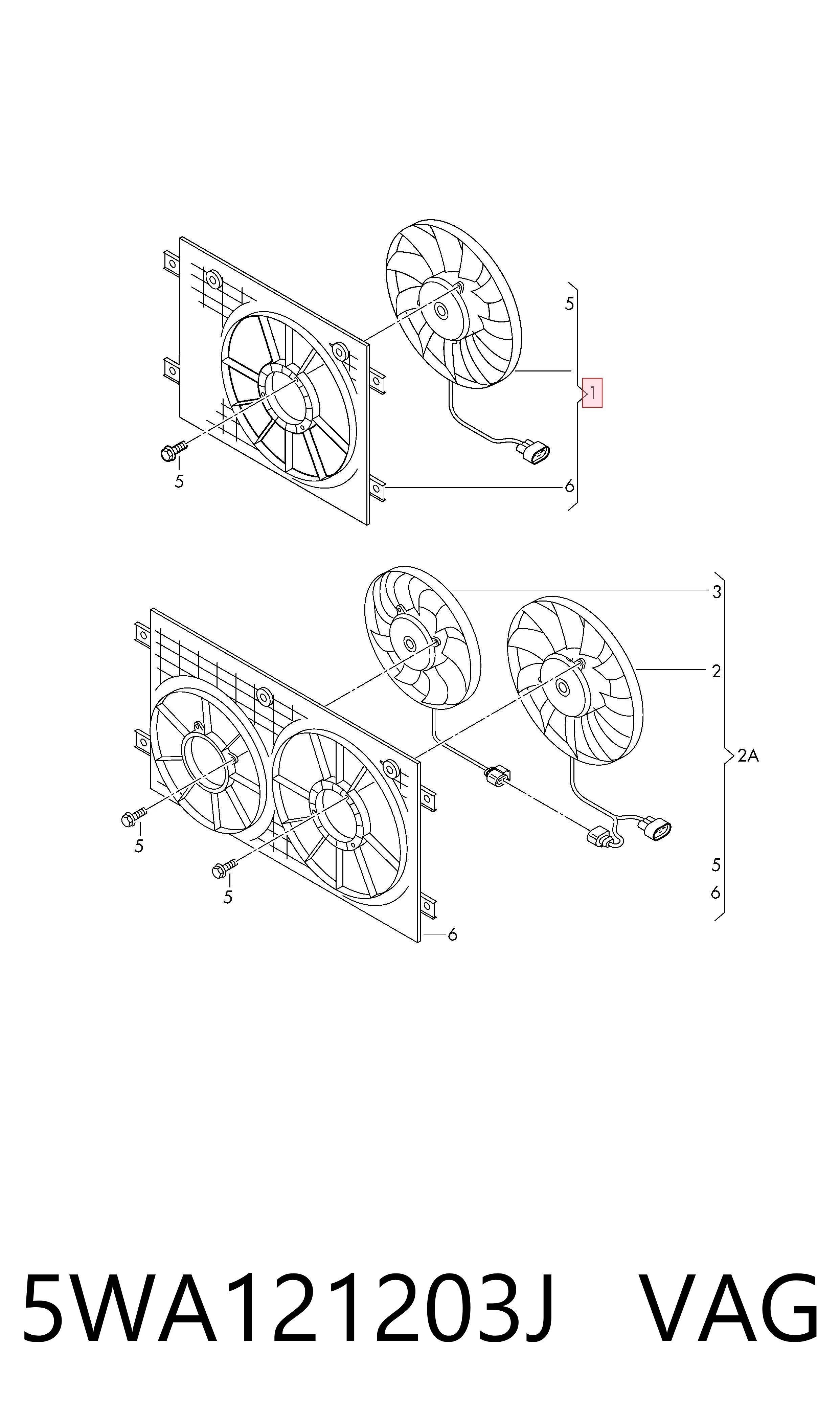 5WA121203J VAG Electroventilador del motor