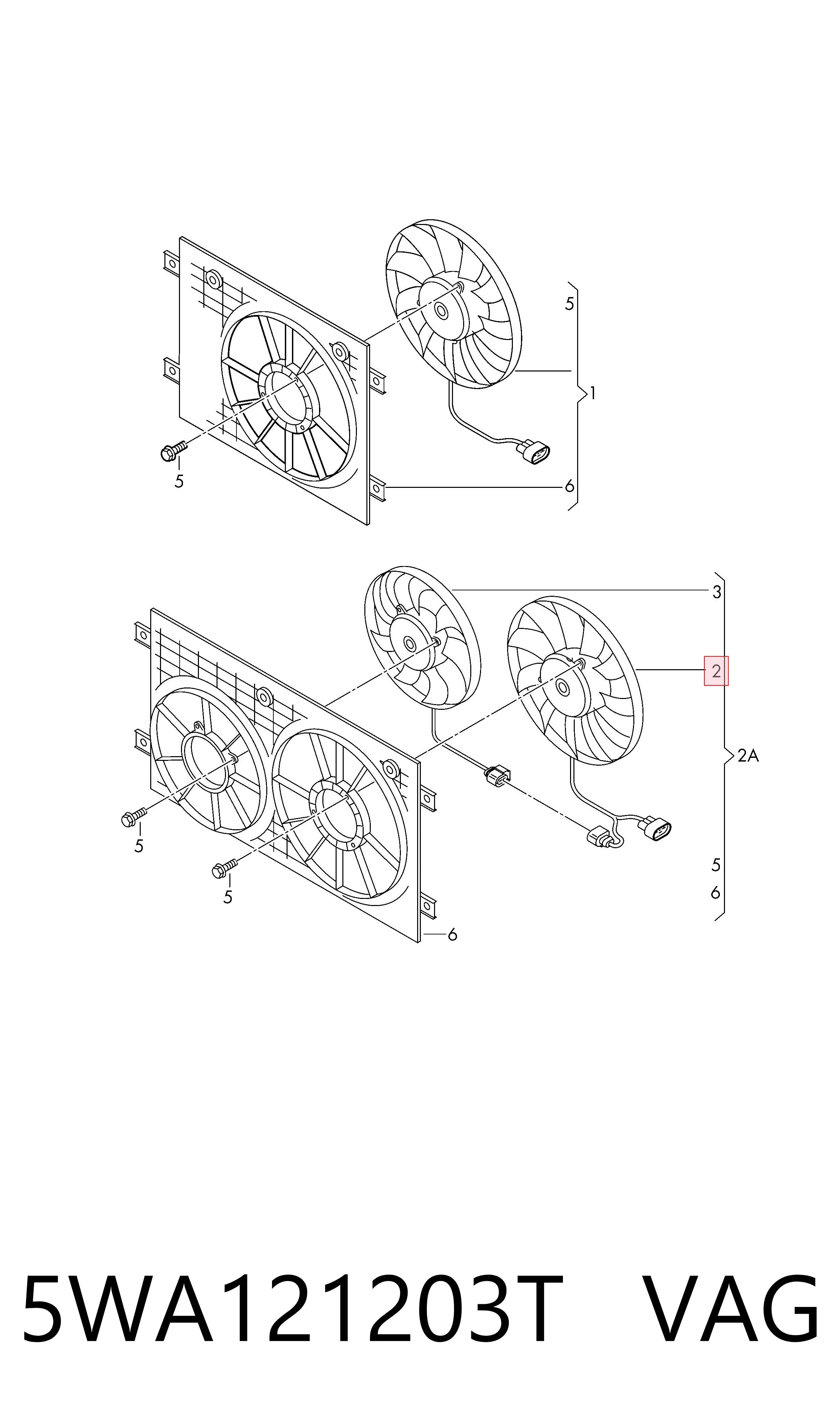 5WA121203T VAG Ventilador de refrigeración del motor