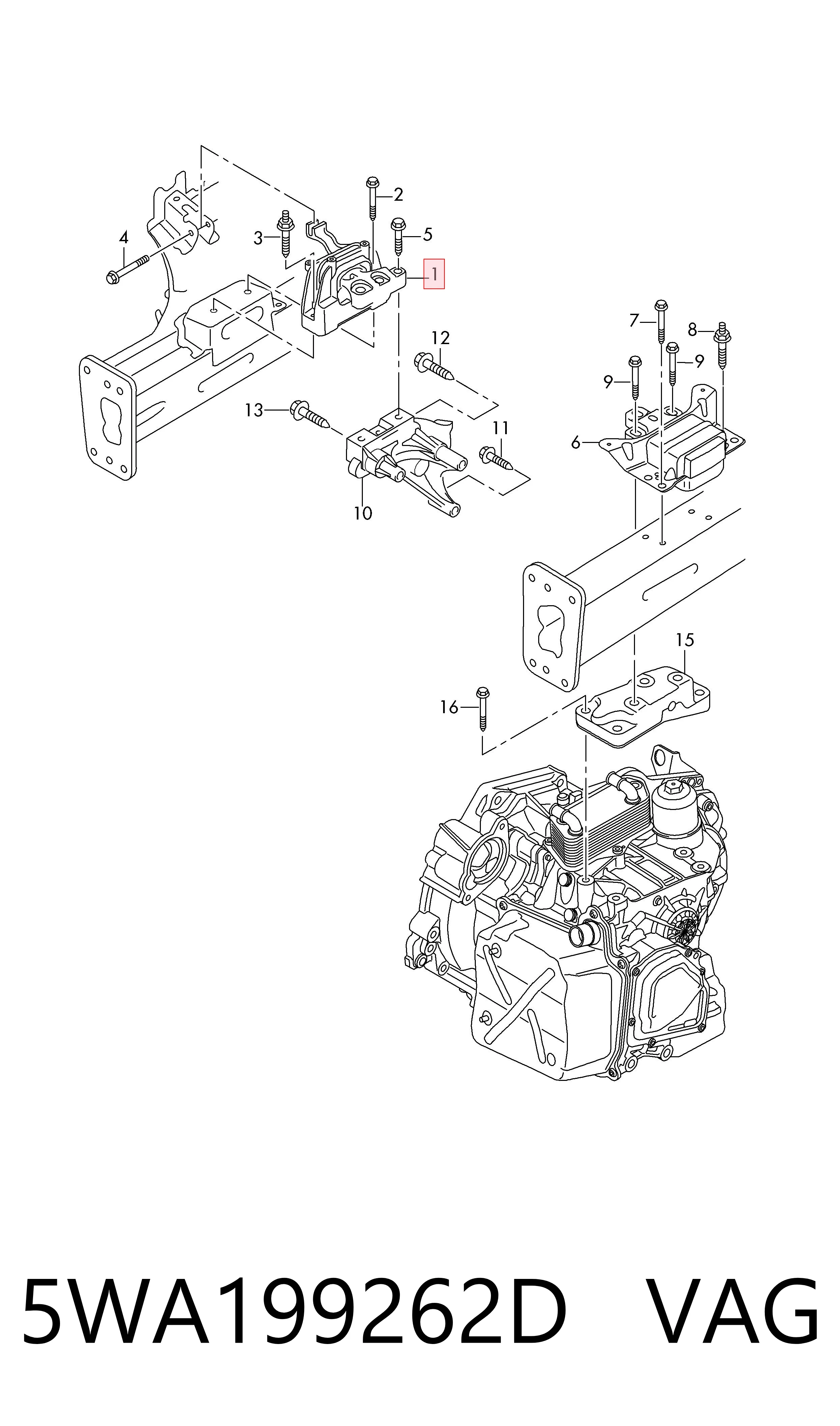Comprar 5WA199262D VAG Soporte de motor derecho