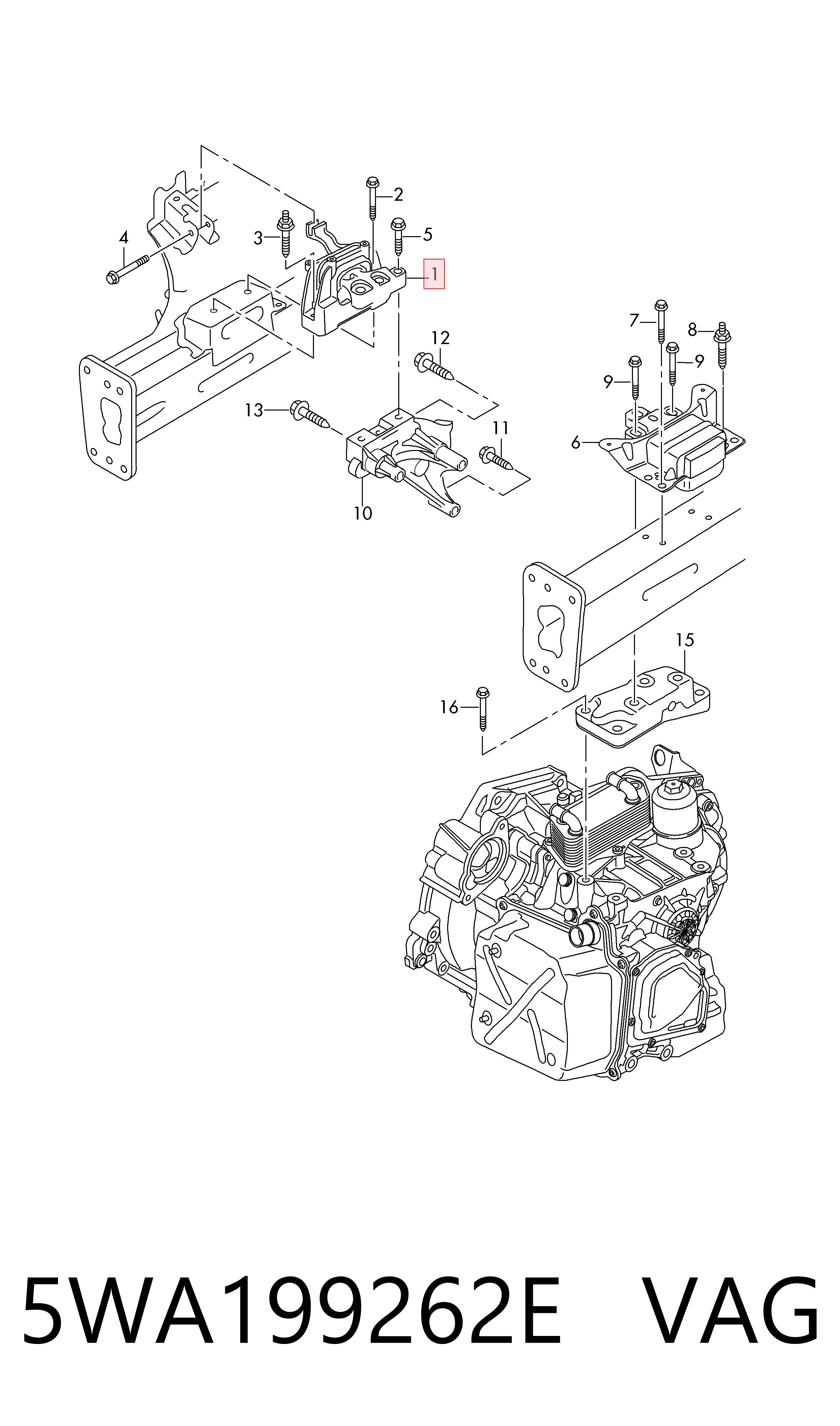 5WA199262E VAG Soporte de motor derecho