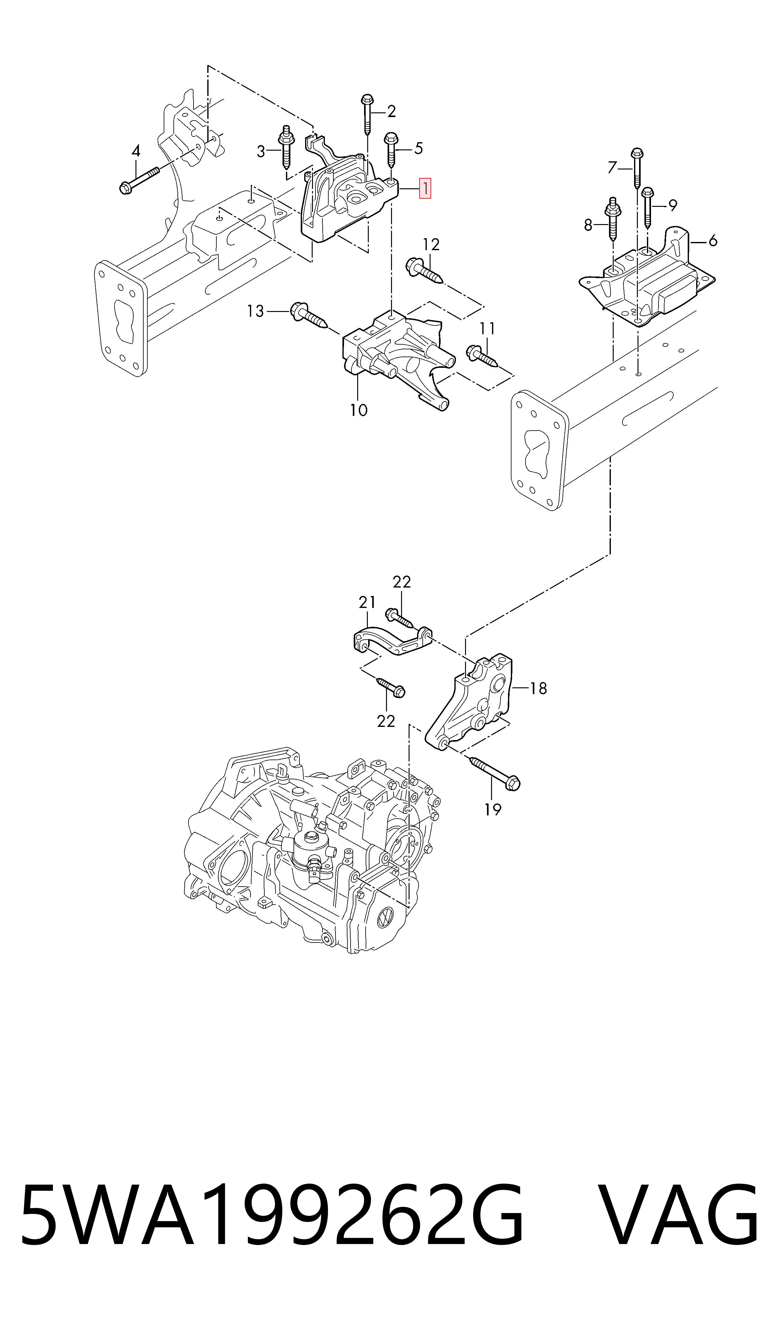 5WA199262G VAG Soporte de motor derecho