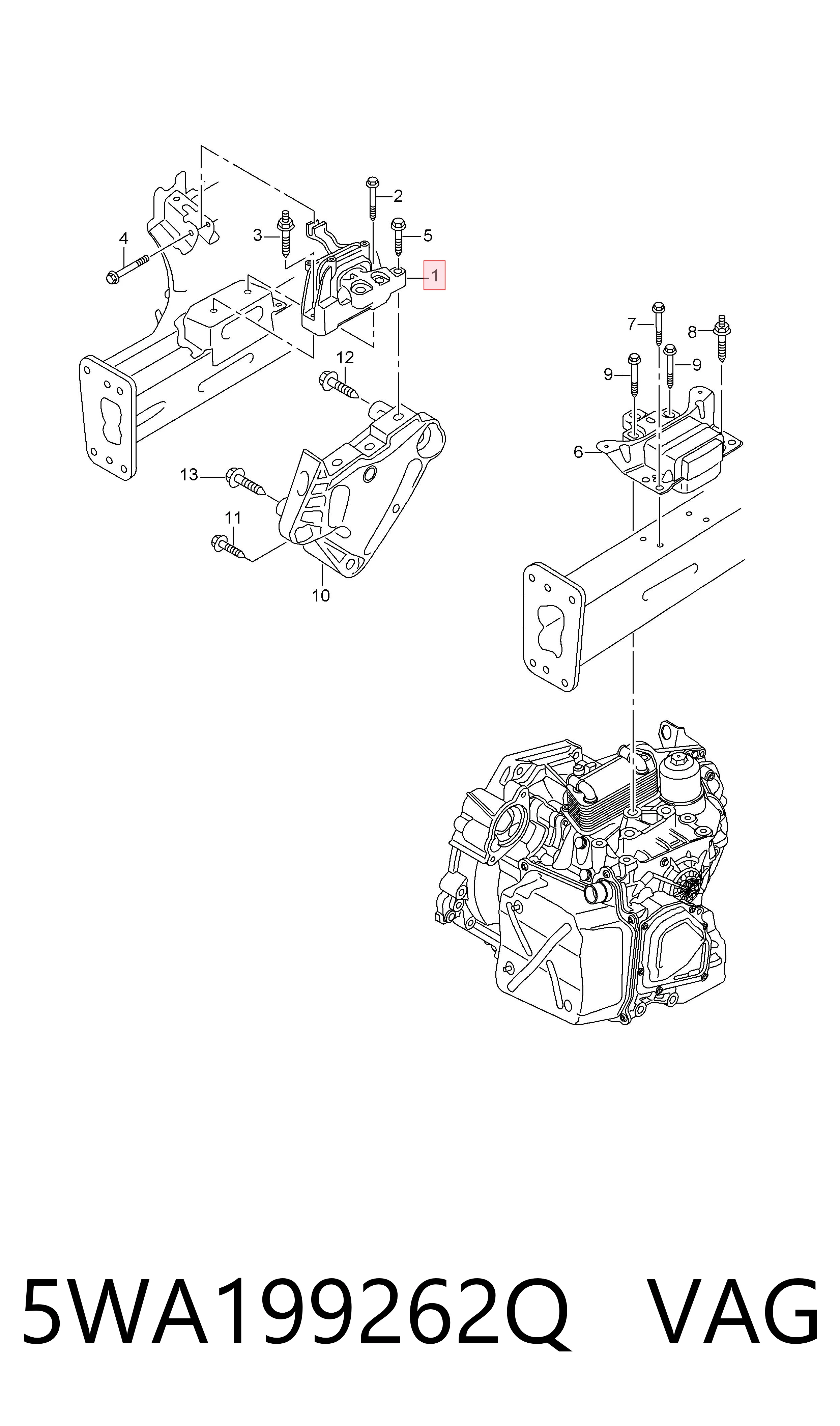 Soporte de motor derecho VAG 5WA199262Q precio, desde 73,60 EUR