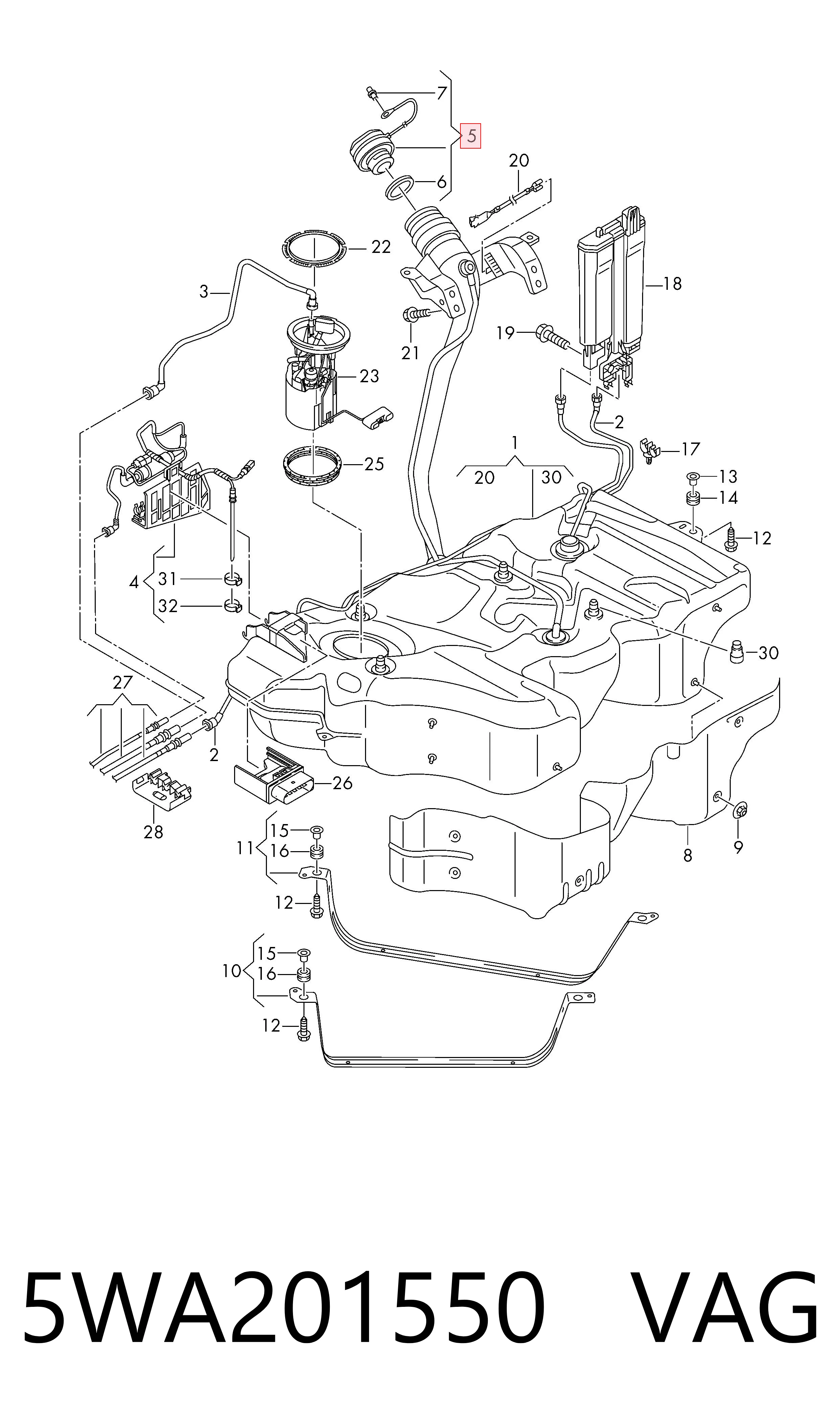5WA201550 VAG Tapa tanque combustible