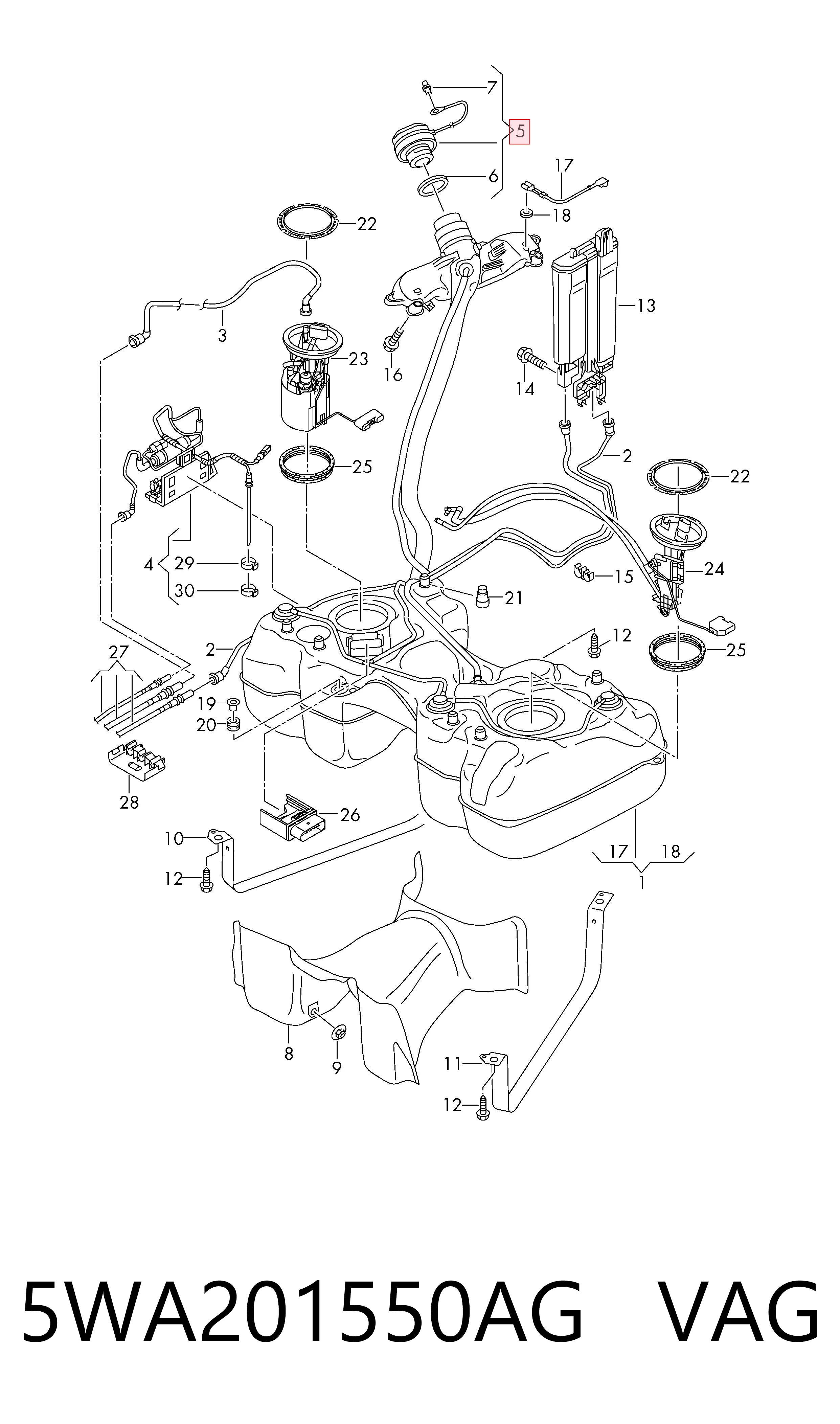 5WA201550AG VAG Tapa tanque combustible