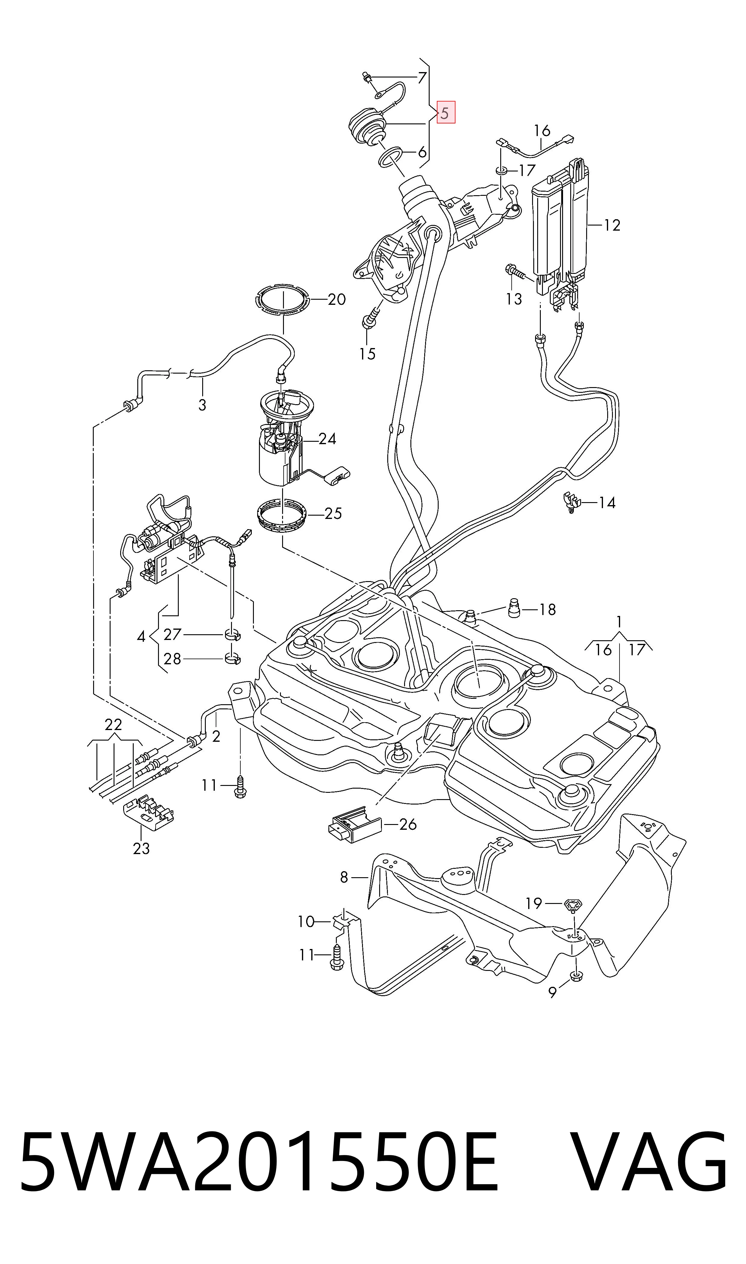 5WA201550E VAG Tapa tanque combustible