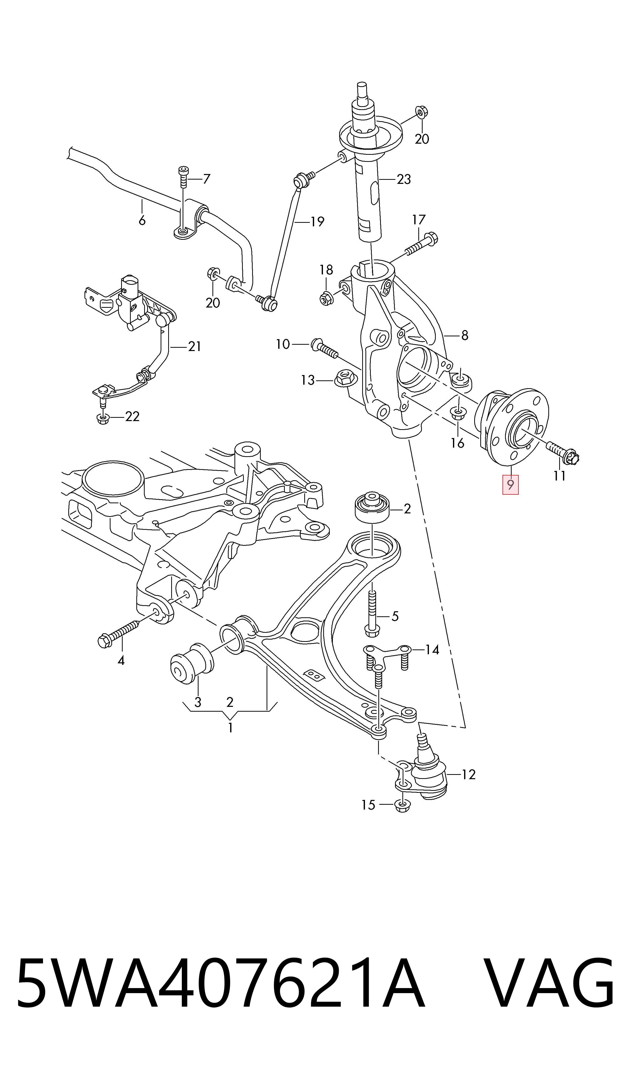 5WA407621A VAG Cubo delantero