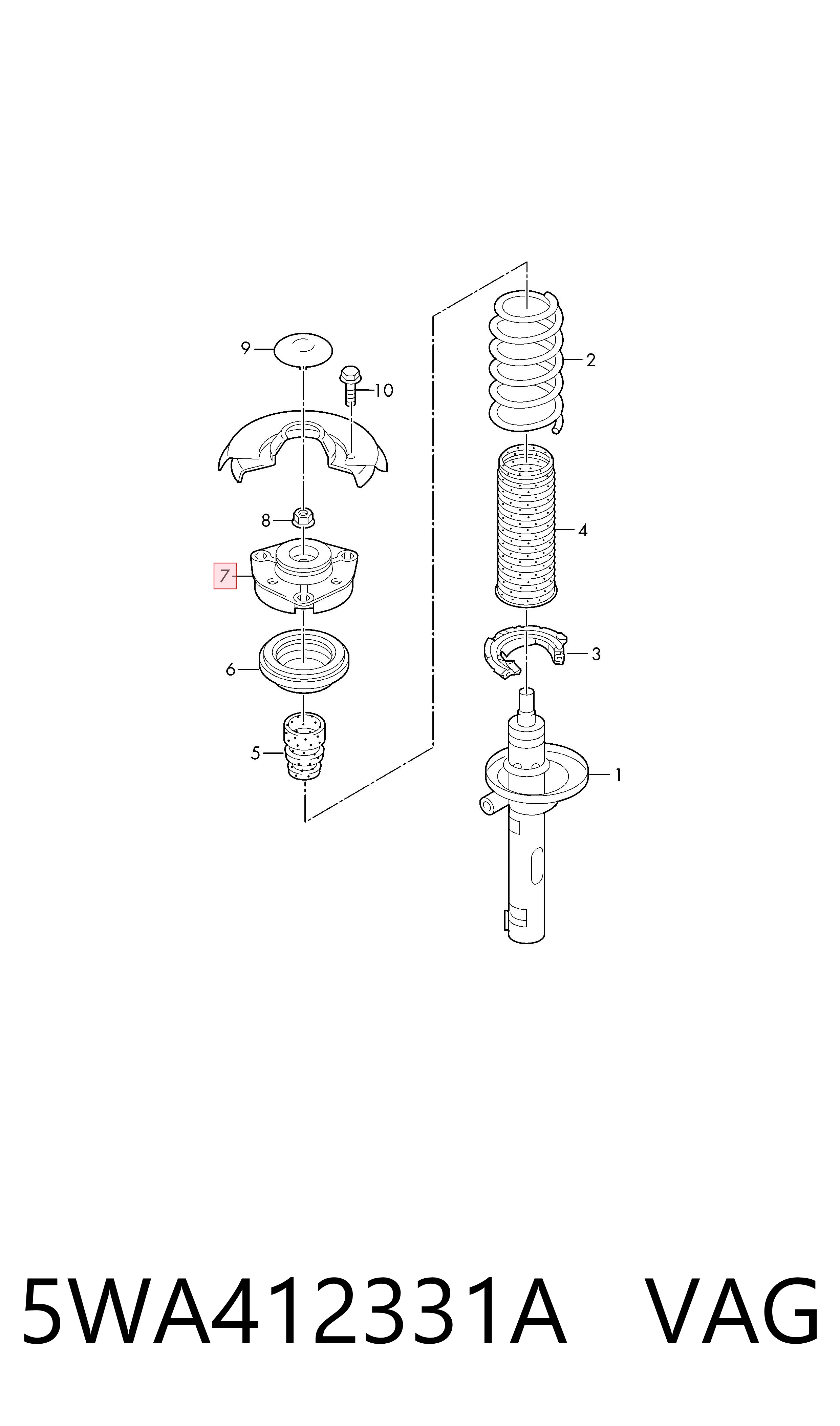 5WA412331A VAG Soporte del amortiguador delantero