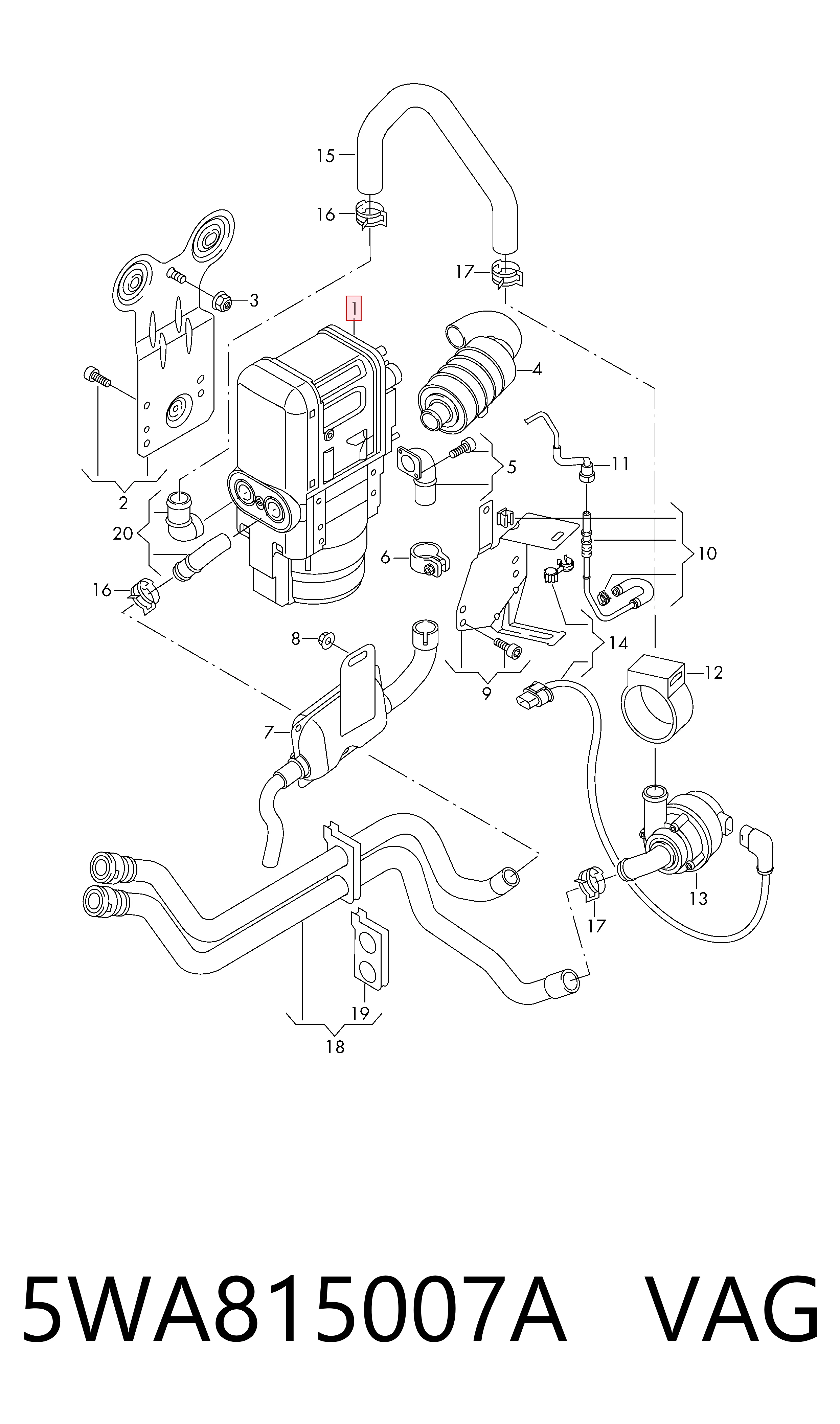 5WA815007A VAG Calentador eléctrico de aire para el sistema de calefacción del habitáculo