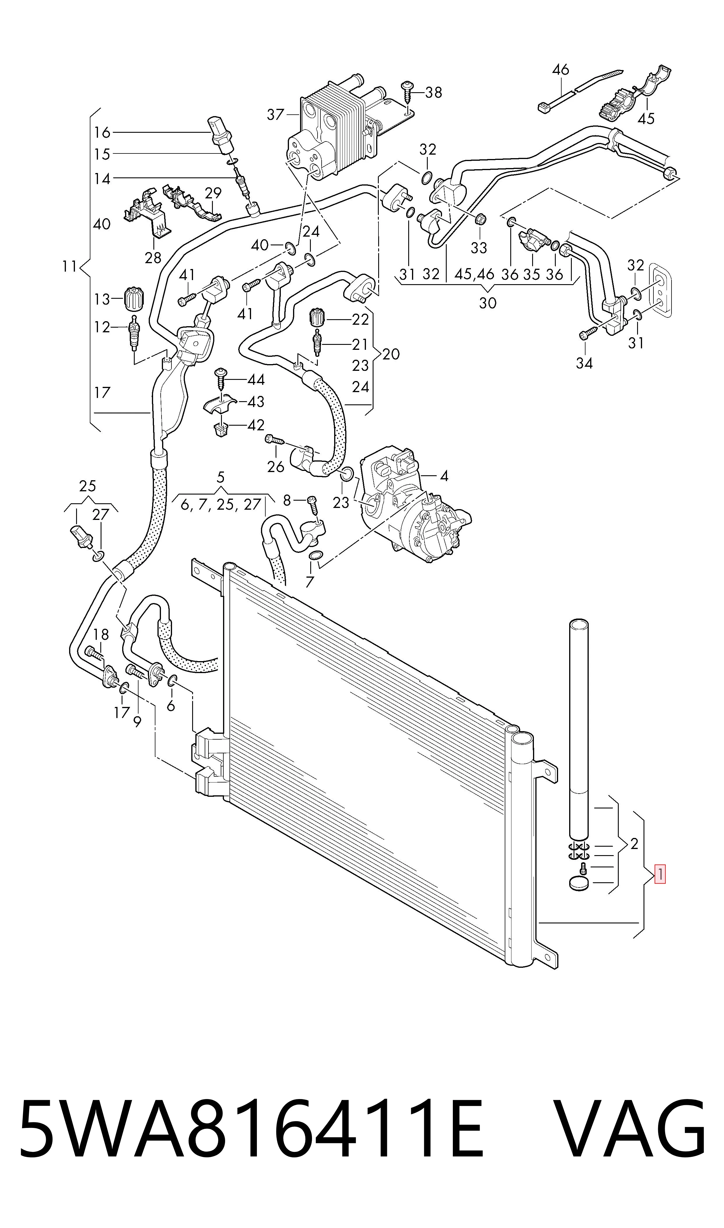 Radiador de aire acondicionado para Audi A3  8YS, 8YM