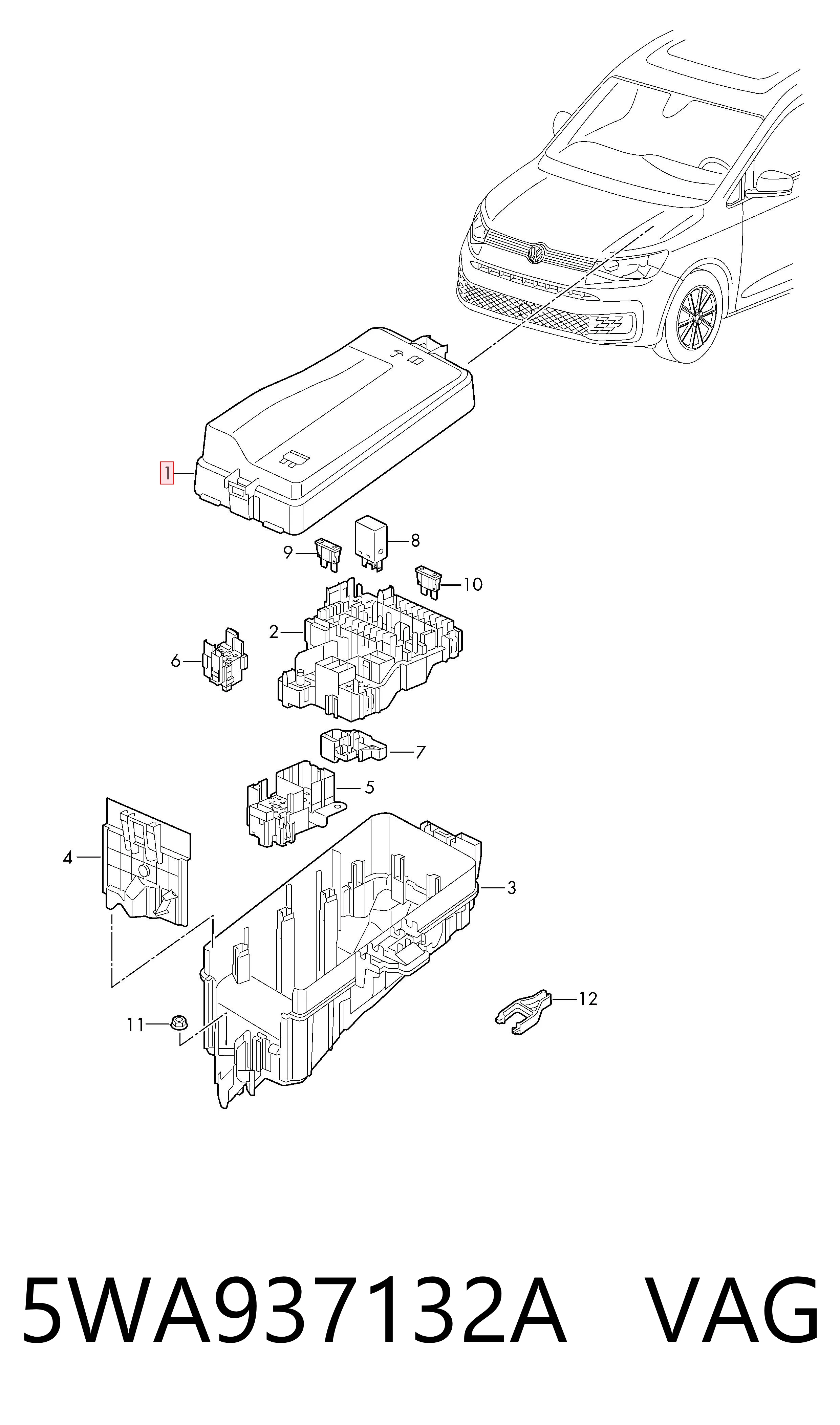 5WA937132A VAG Tapa de la caja de fusibles
