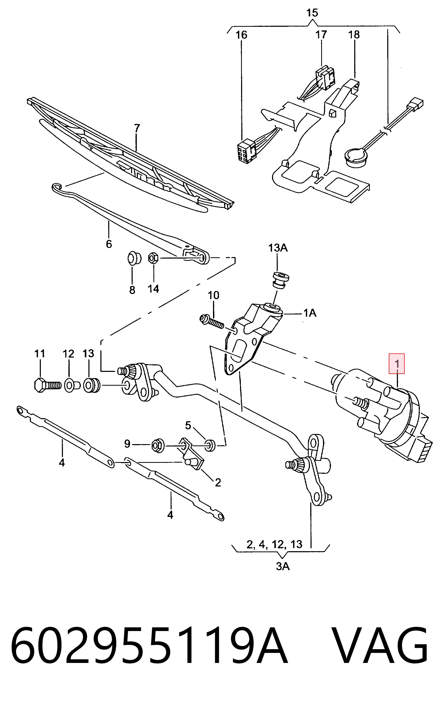 Motor del limpiaparabrisas Seat Ibiza III