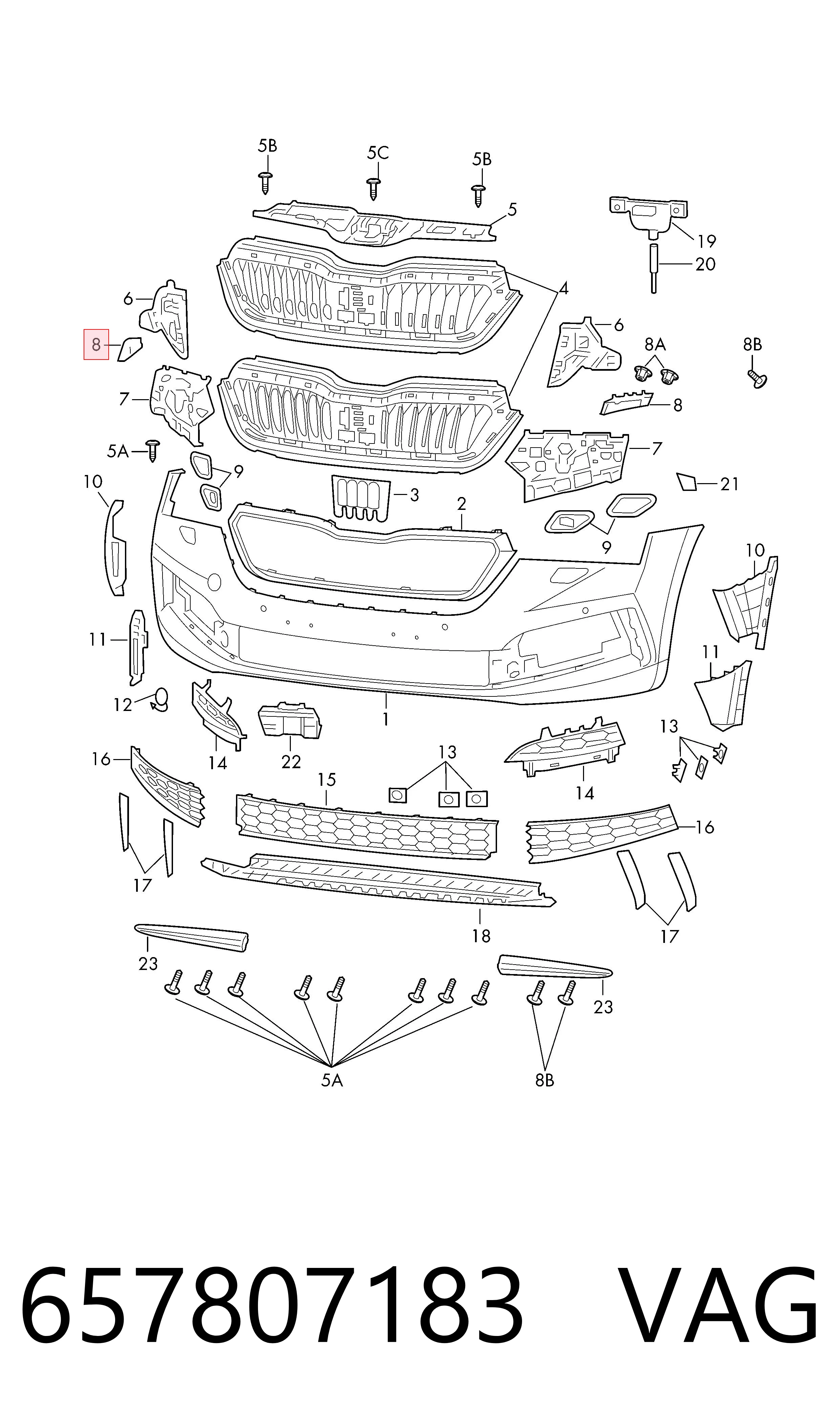 657807183 VAG Soporte delantero izquierdo para aleta delantera