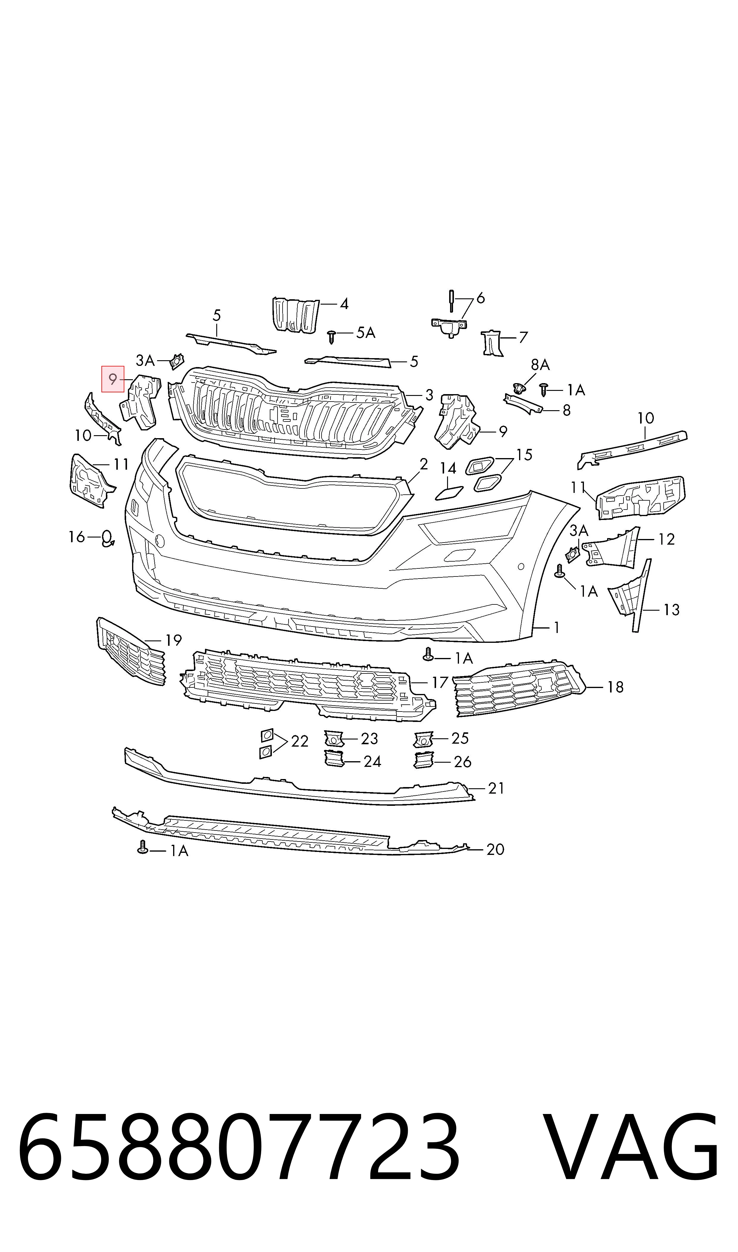 658807723 VAG Soporte de parrilla del radiador