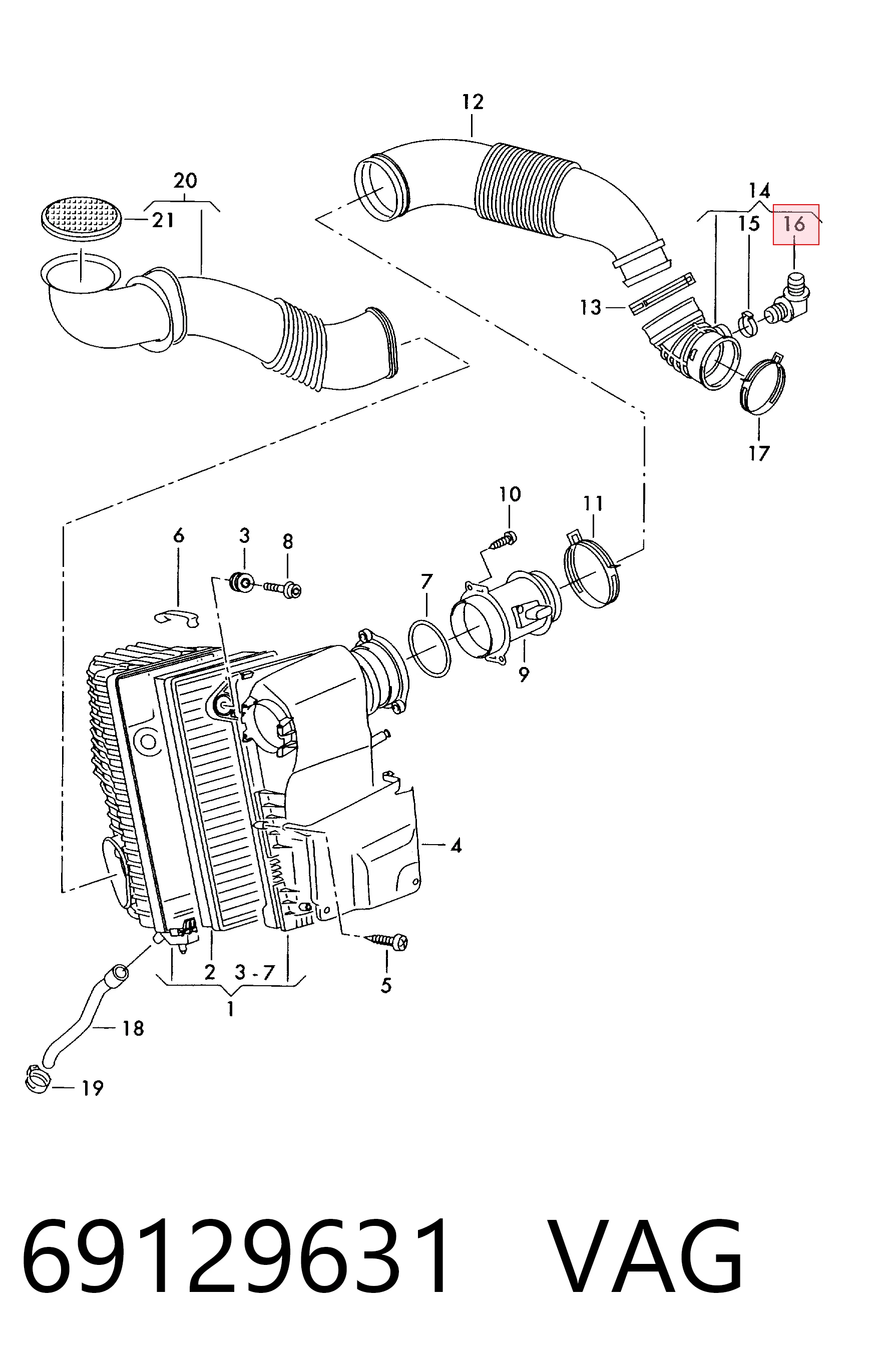 Racor del radiador EGR 69129631 VAG