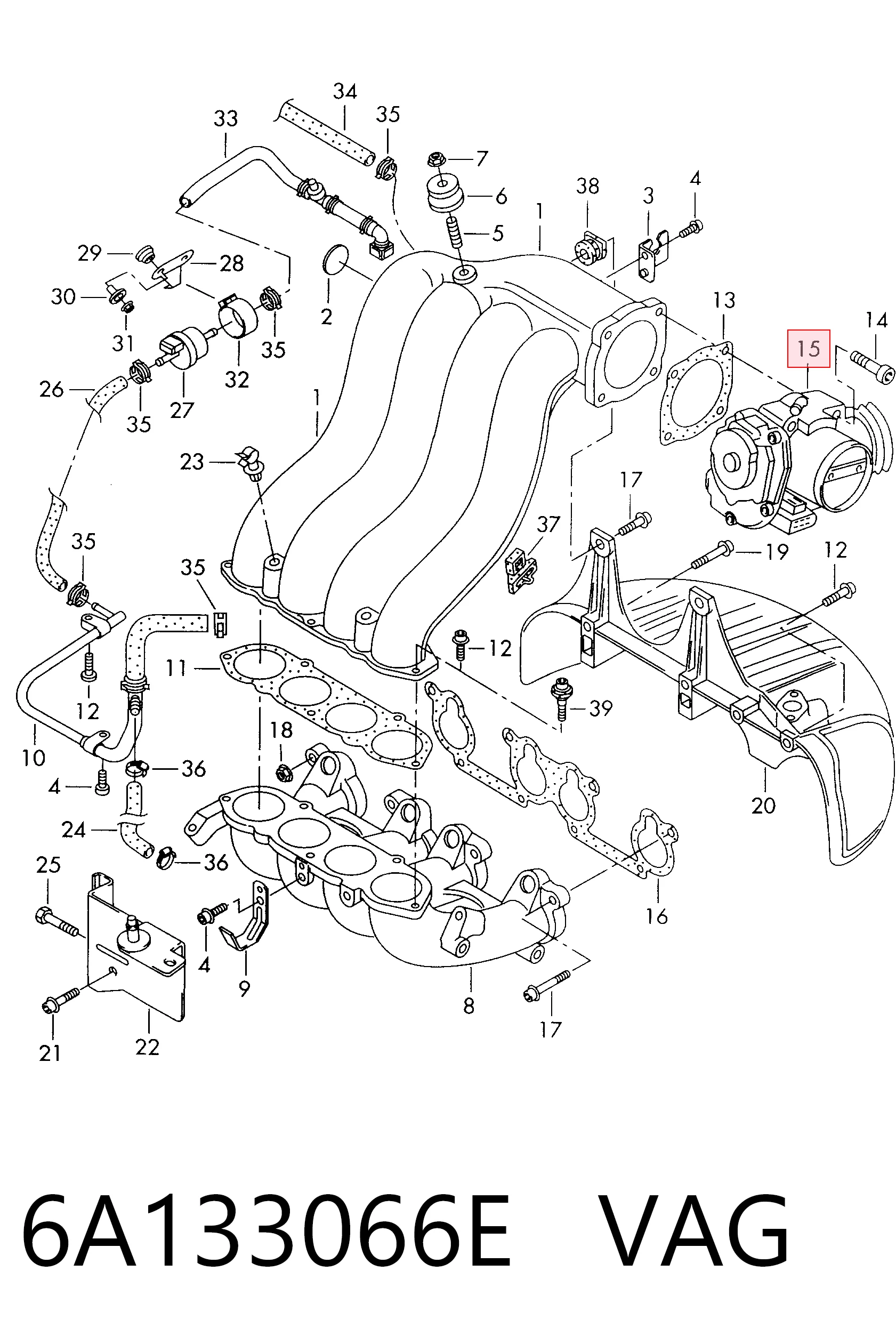 Cuerpo de aceleración completo 6A133066E VAG