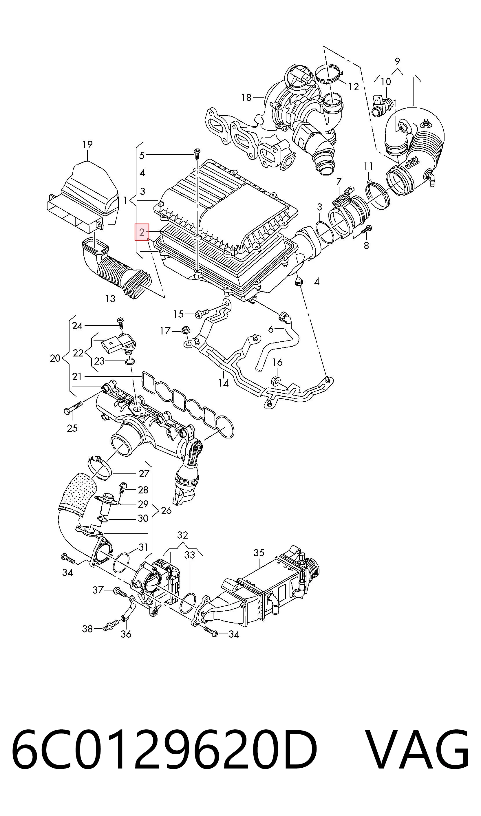 6C0129620D VAG Filtro de aire de motor