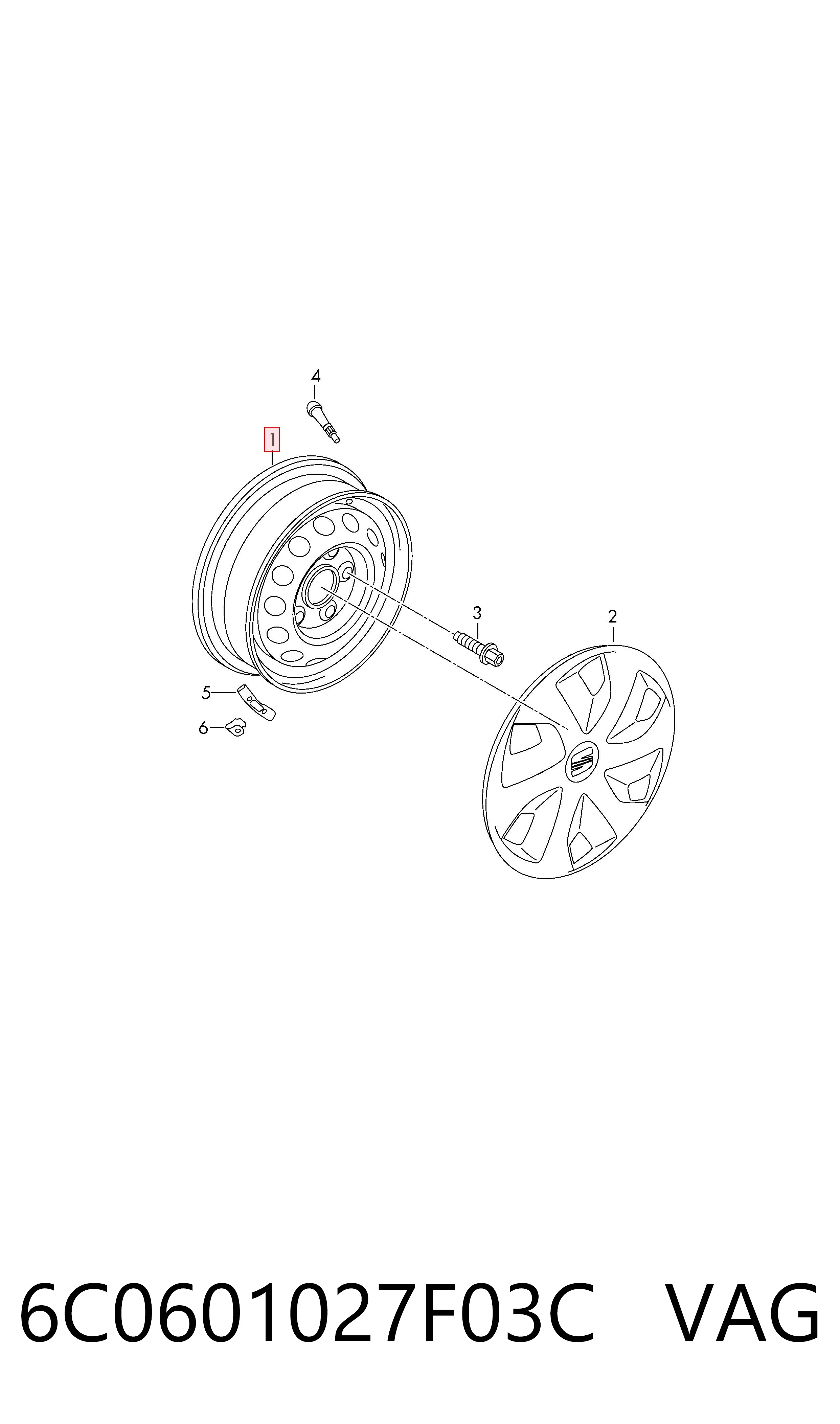 Comprar 6C0601027F03C VAG Llantas de acero (Estampado)