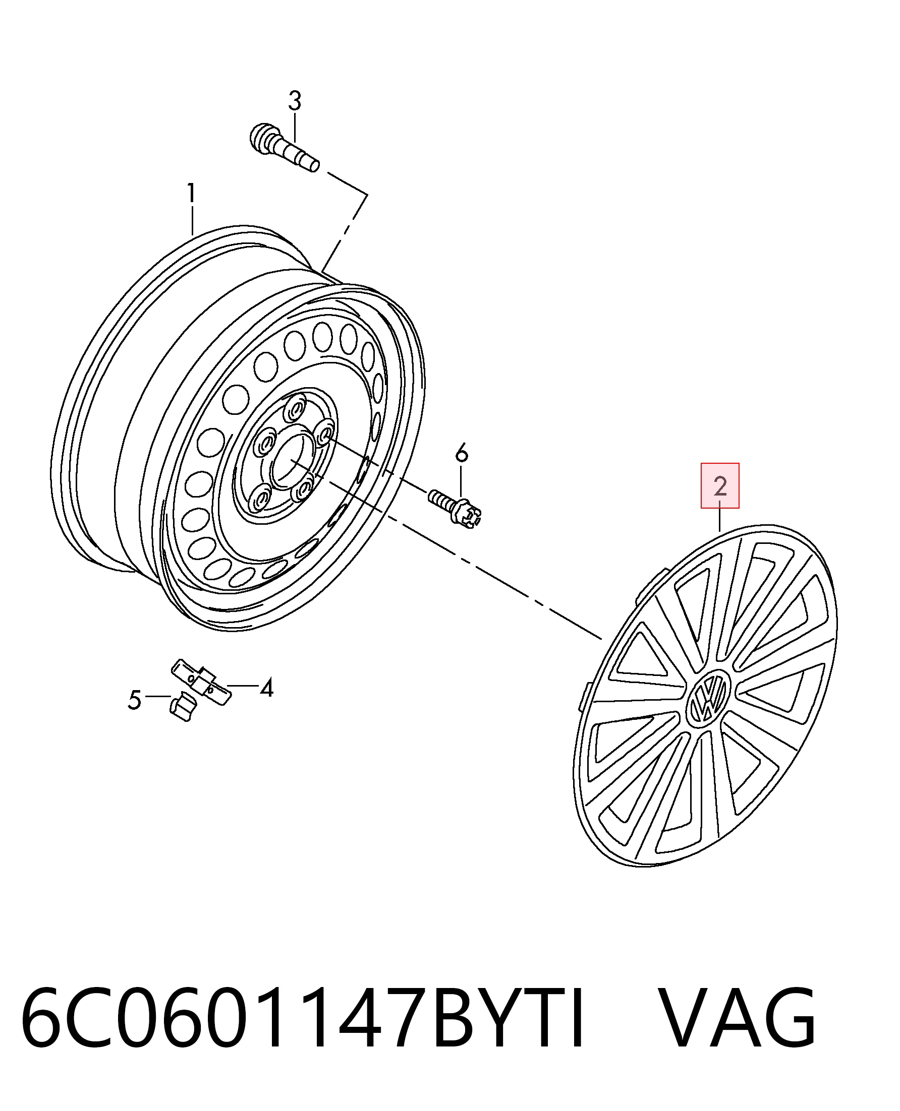 Tapacubos 6C0601147BYTI VAG