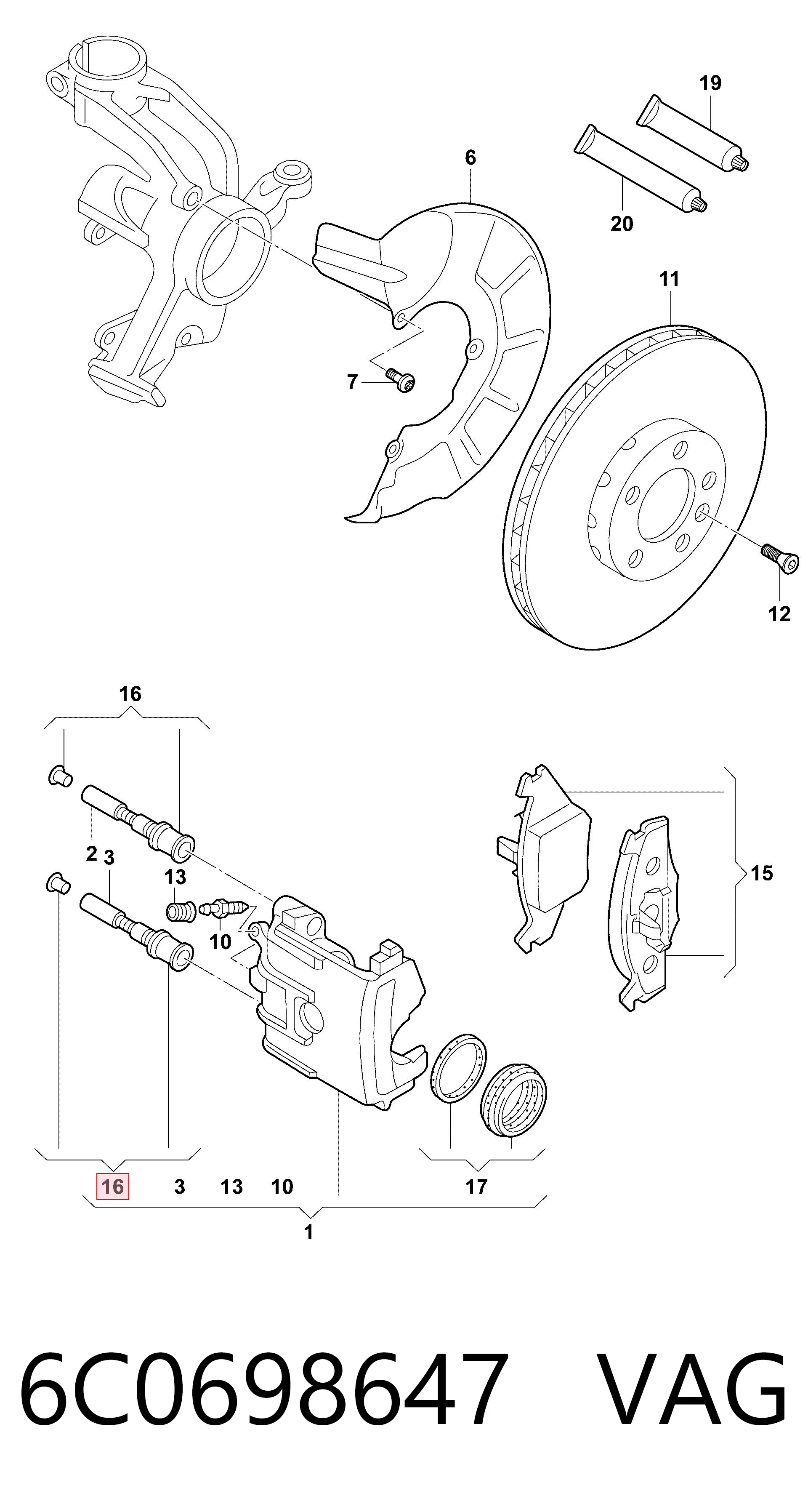 Comprar 6C0698647 VAG Kit de reparación de pinzas de freno