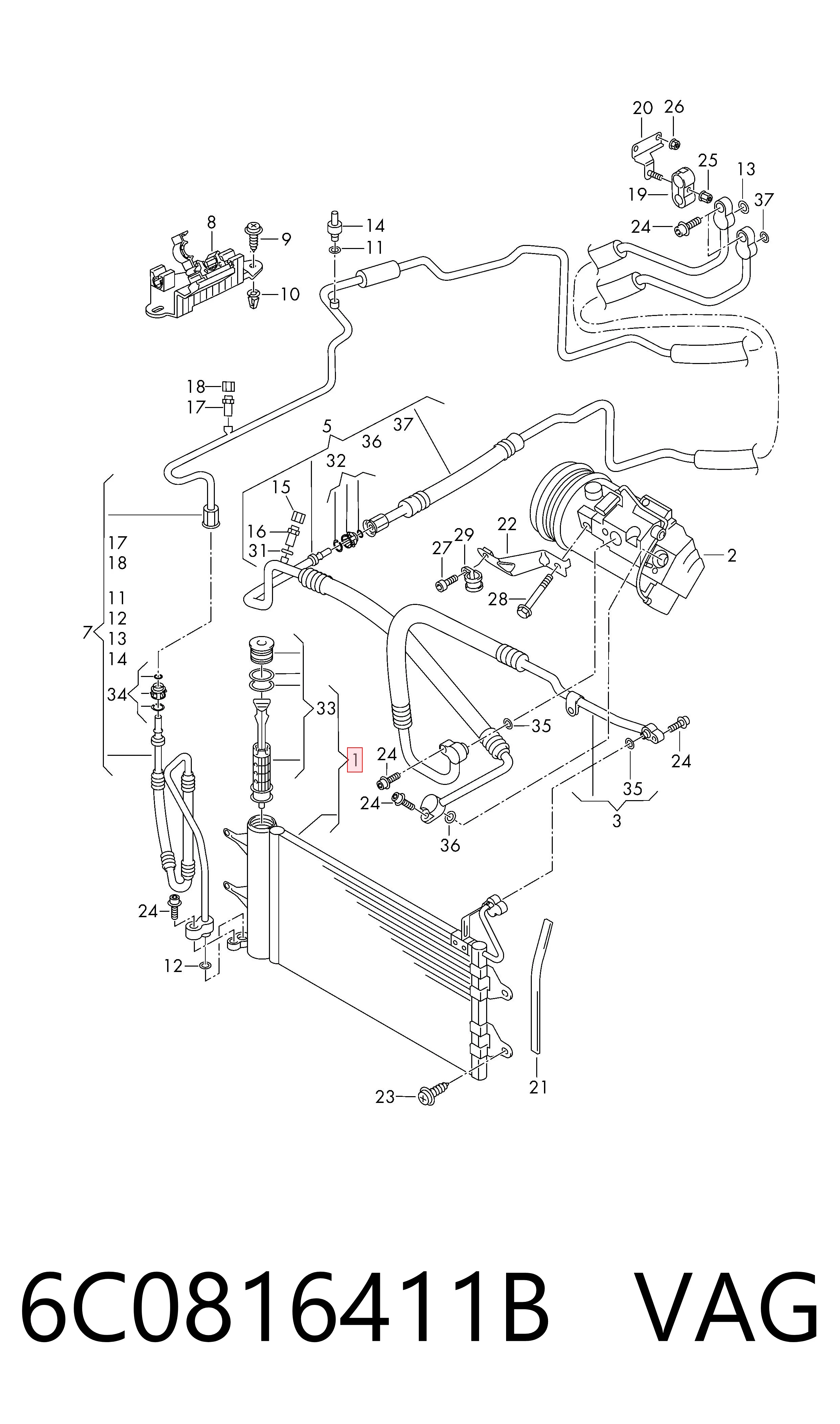 Comprar 6C0816411B VAG Condensador de aire acondicionado
