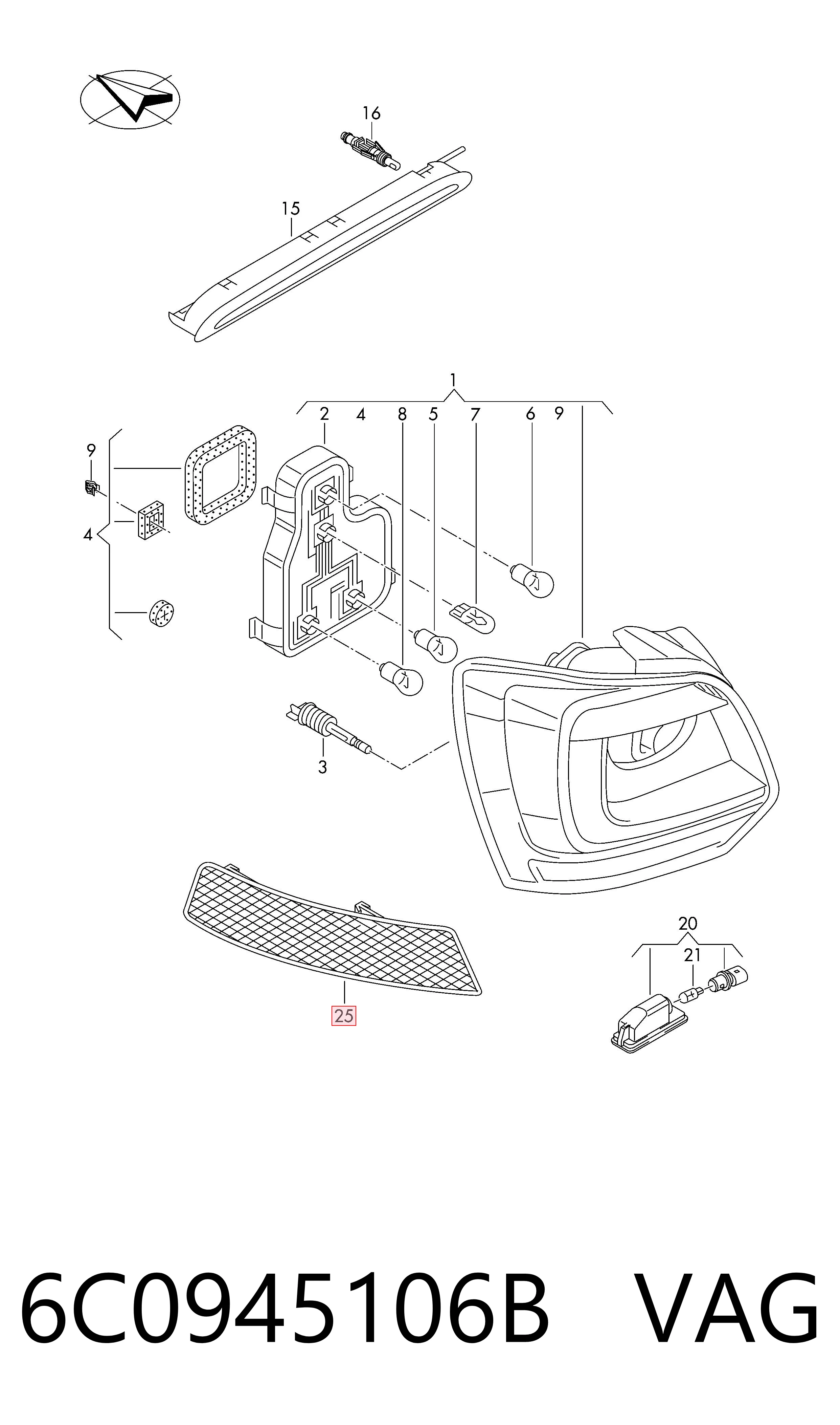 Reflector de parachoques trasero VAG 6C0945106B precio, desde 13,45 EUR