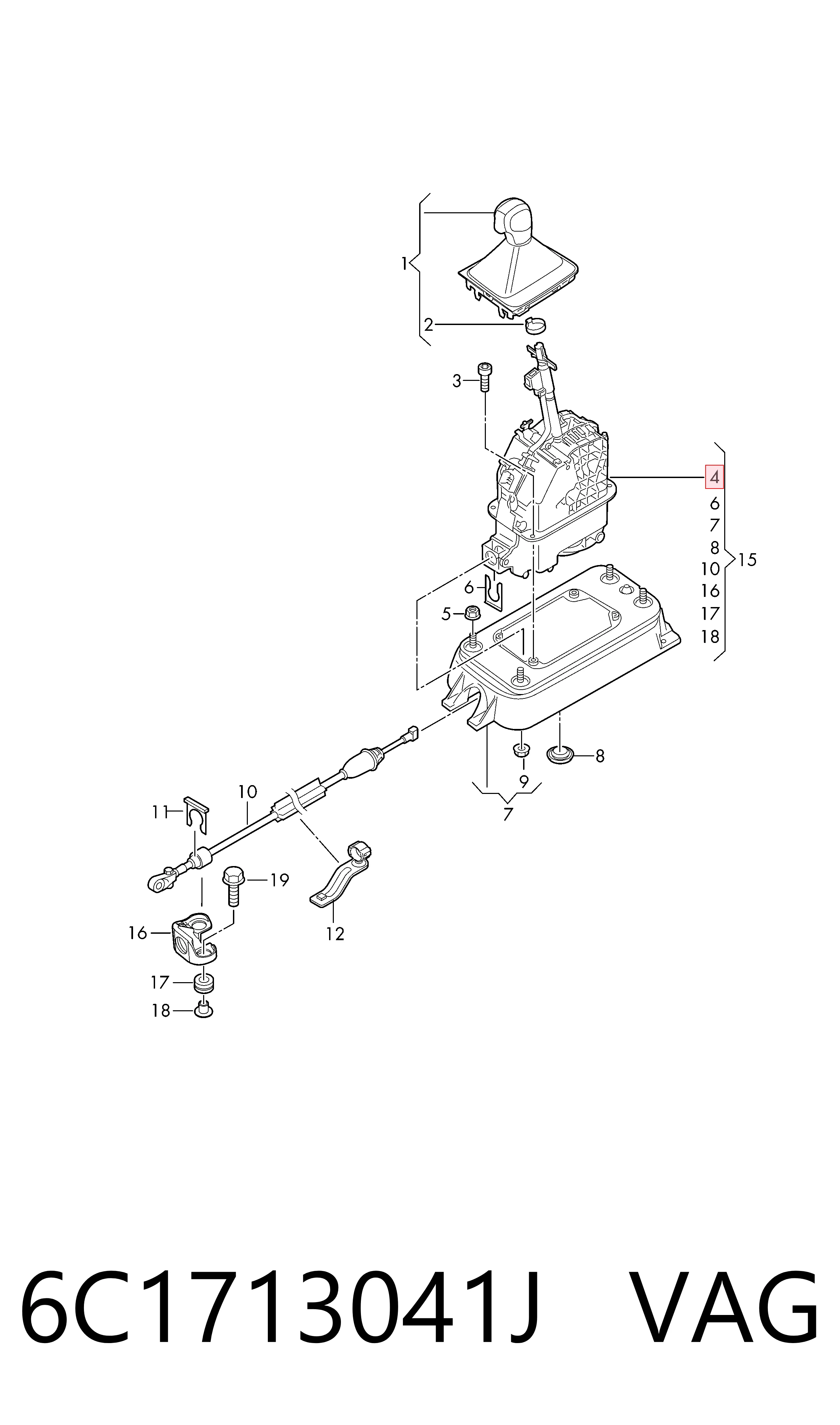 Mecanismo selector de marchas VAG 6C1713041J precio, desde 479,72 EUR