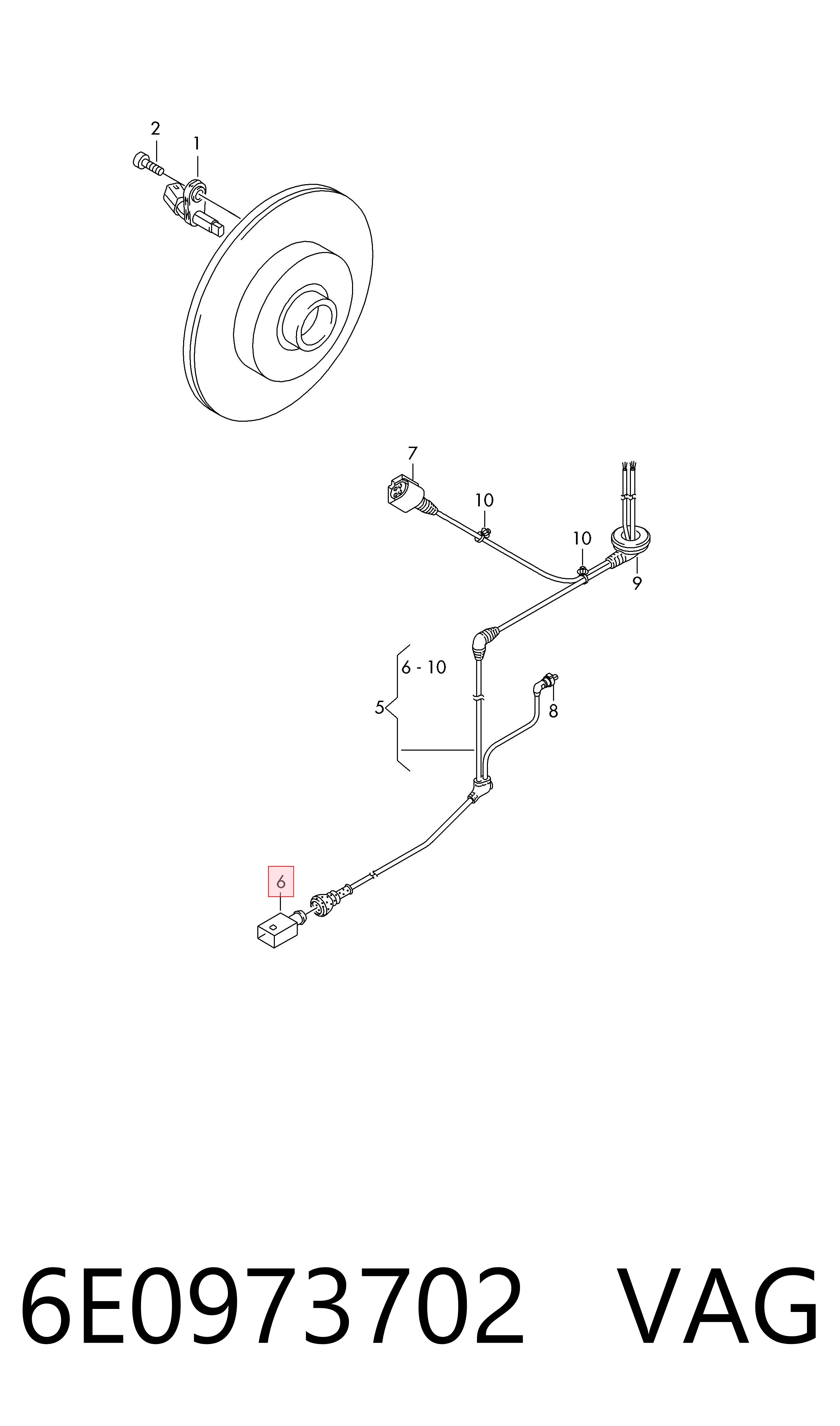 6E0973702 VAG Conector del sensor ABS