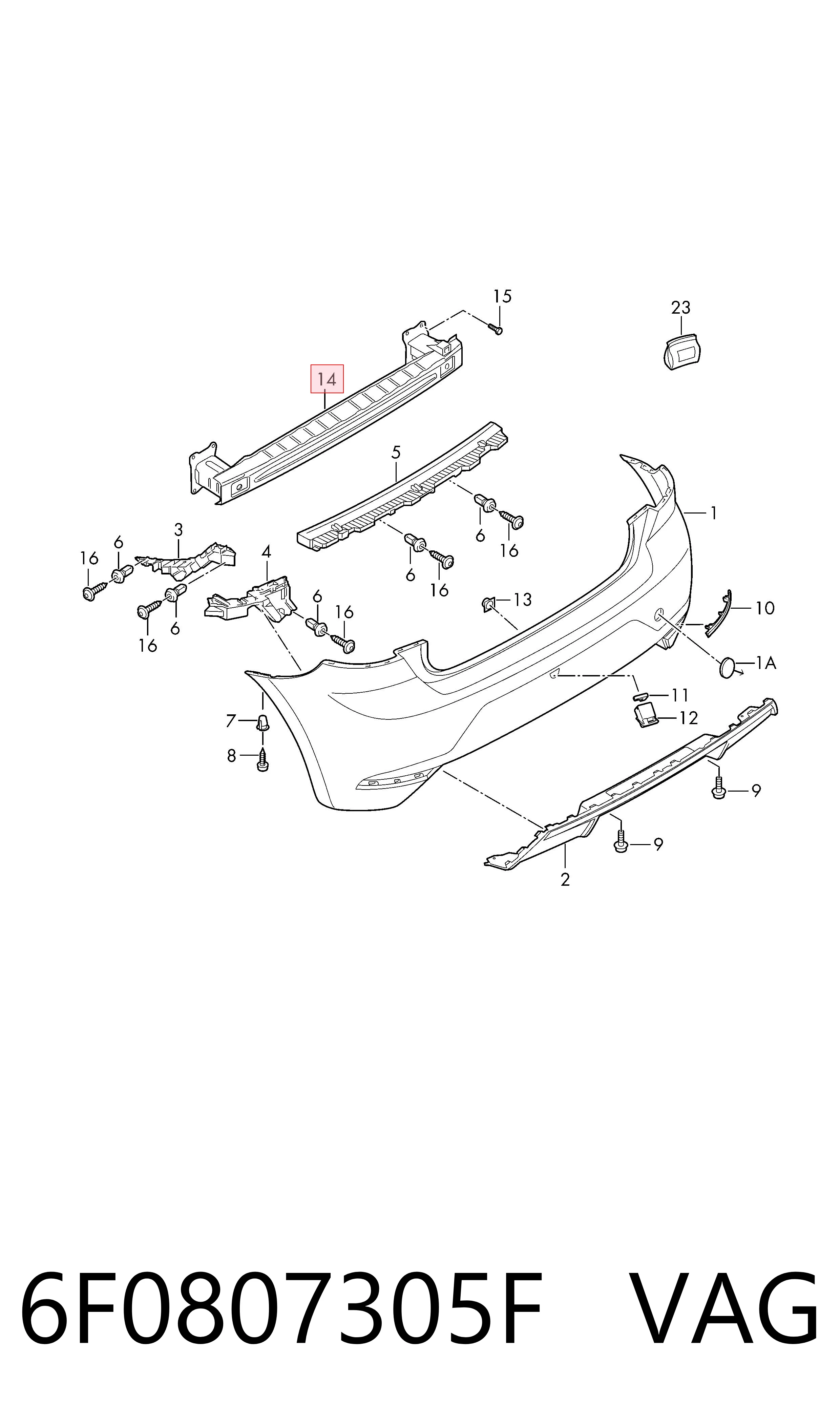 Refuerzo parachoques trasero para Seat Ibiza KJ1, KJG