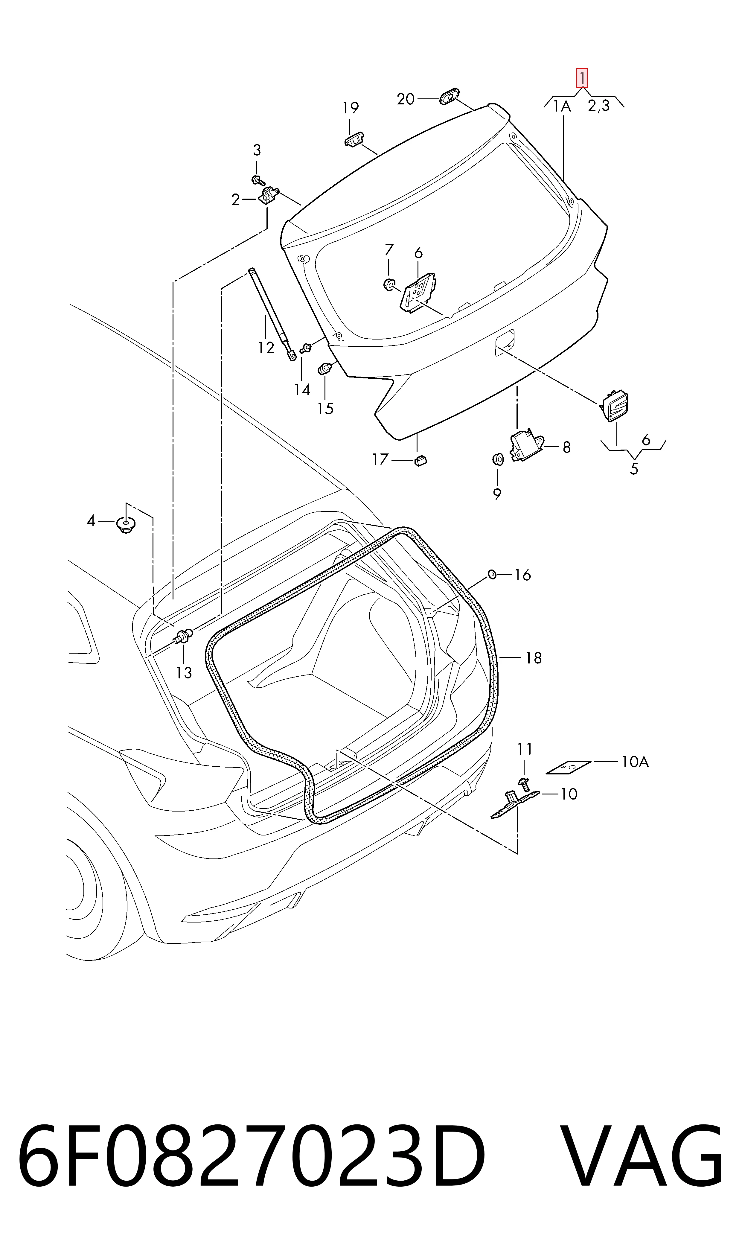 Porton trasero para Seat Ibiza V KJ1, KJG