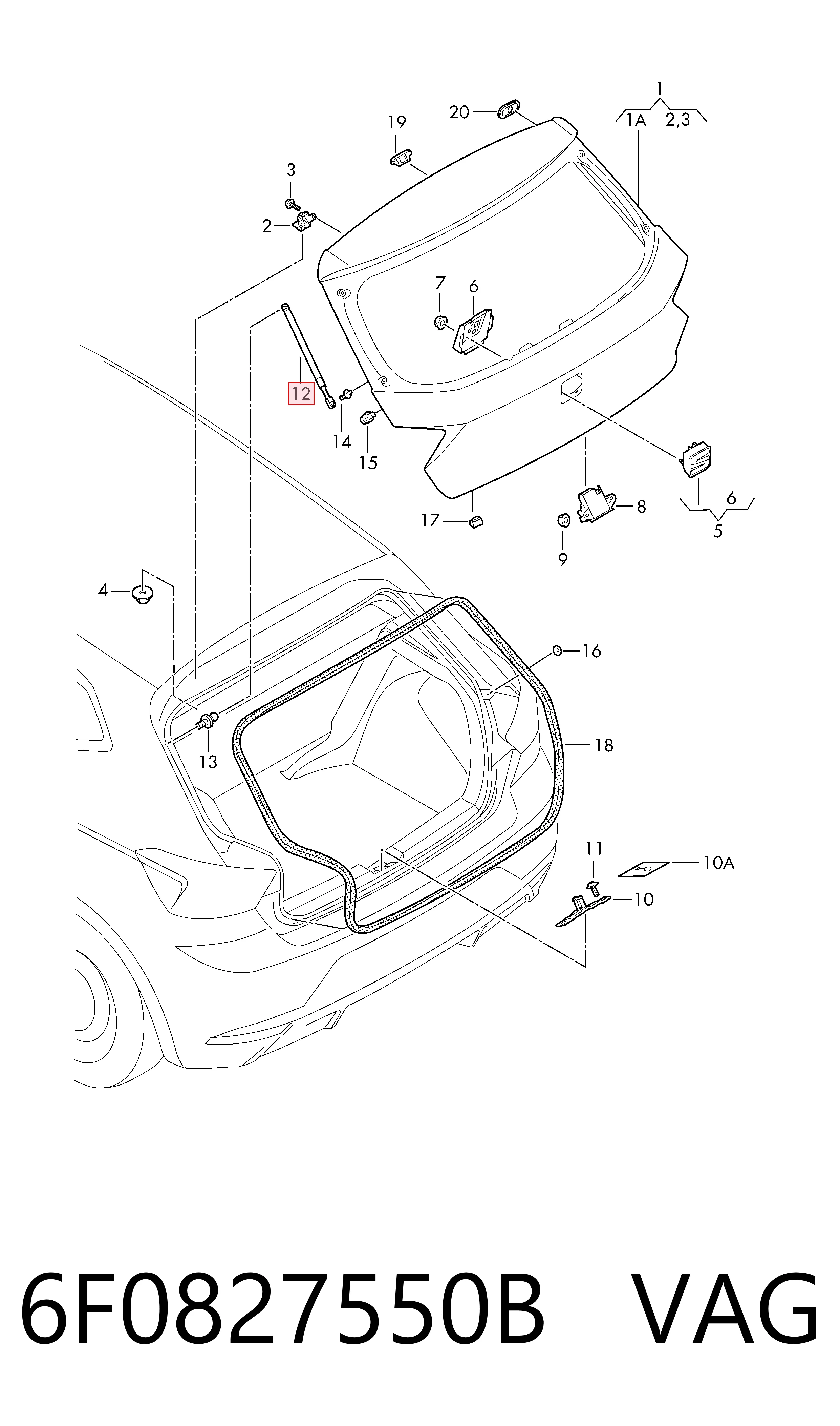 Muelle neumatico maletero Seat Ibiza V