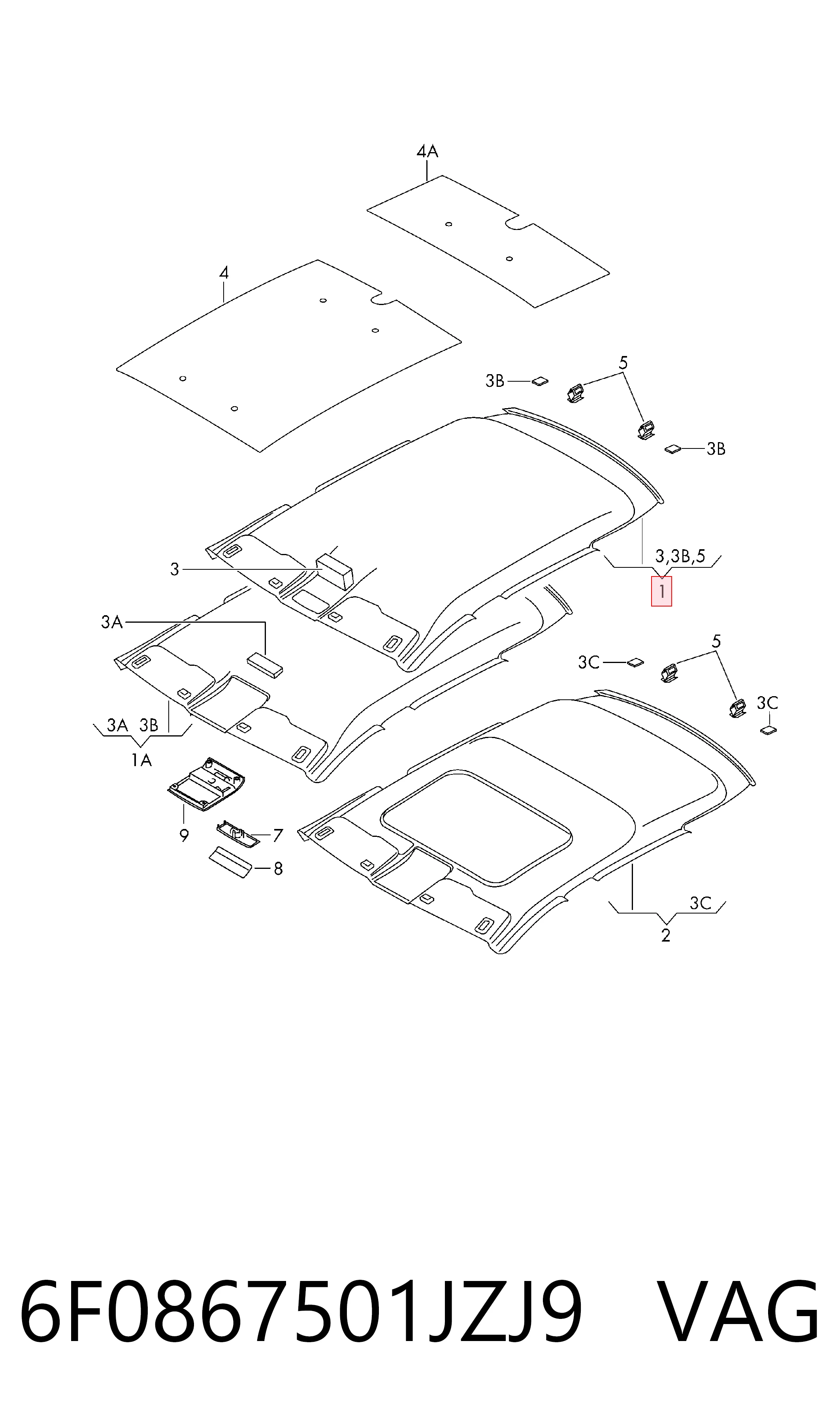 Comprar Guarnecido de techo Seat Ibiza V KJ1, KJG a bajo precio