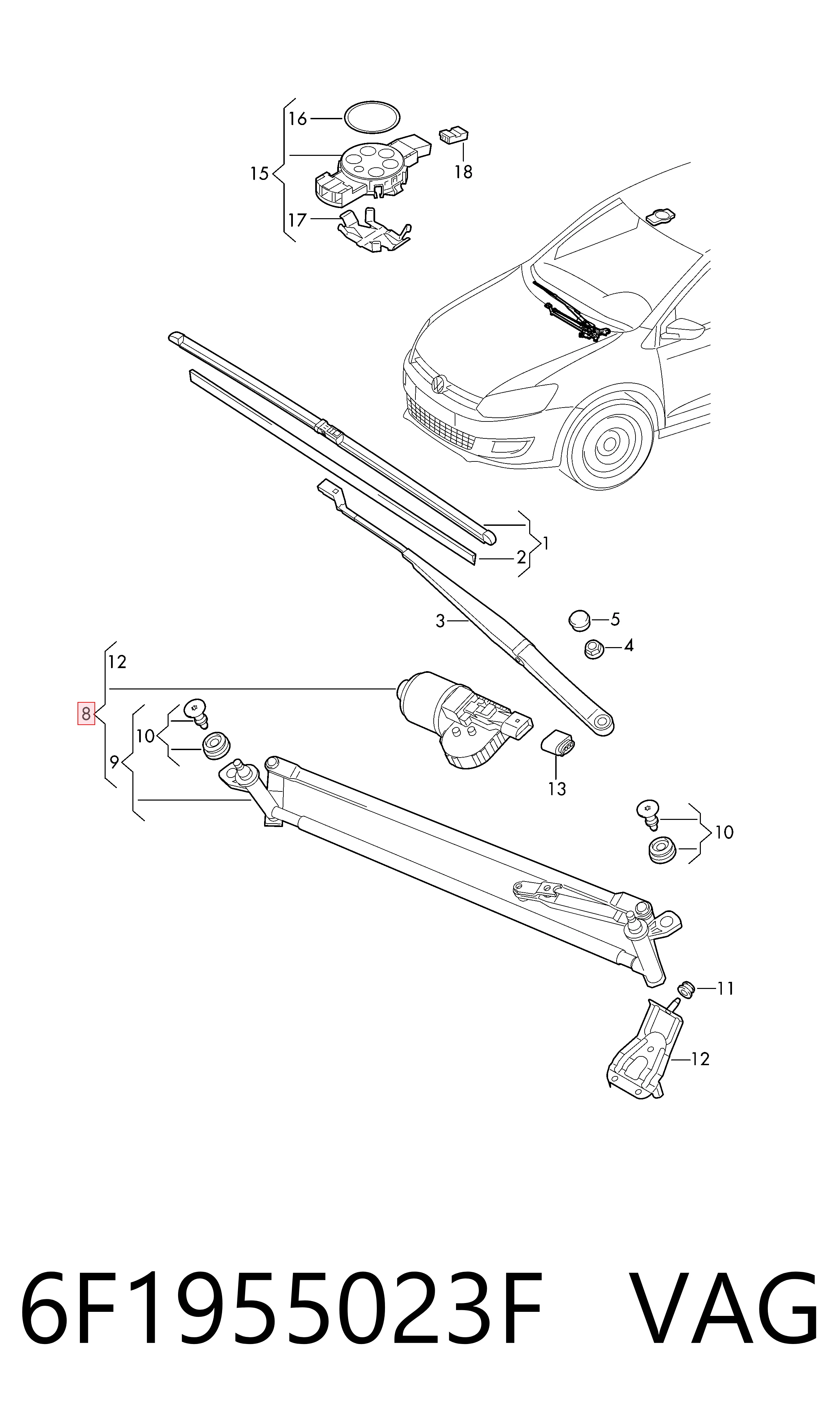 Trapezio del limpiaparabrisas Seat Ibiza V (KJ1, KJG)