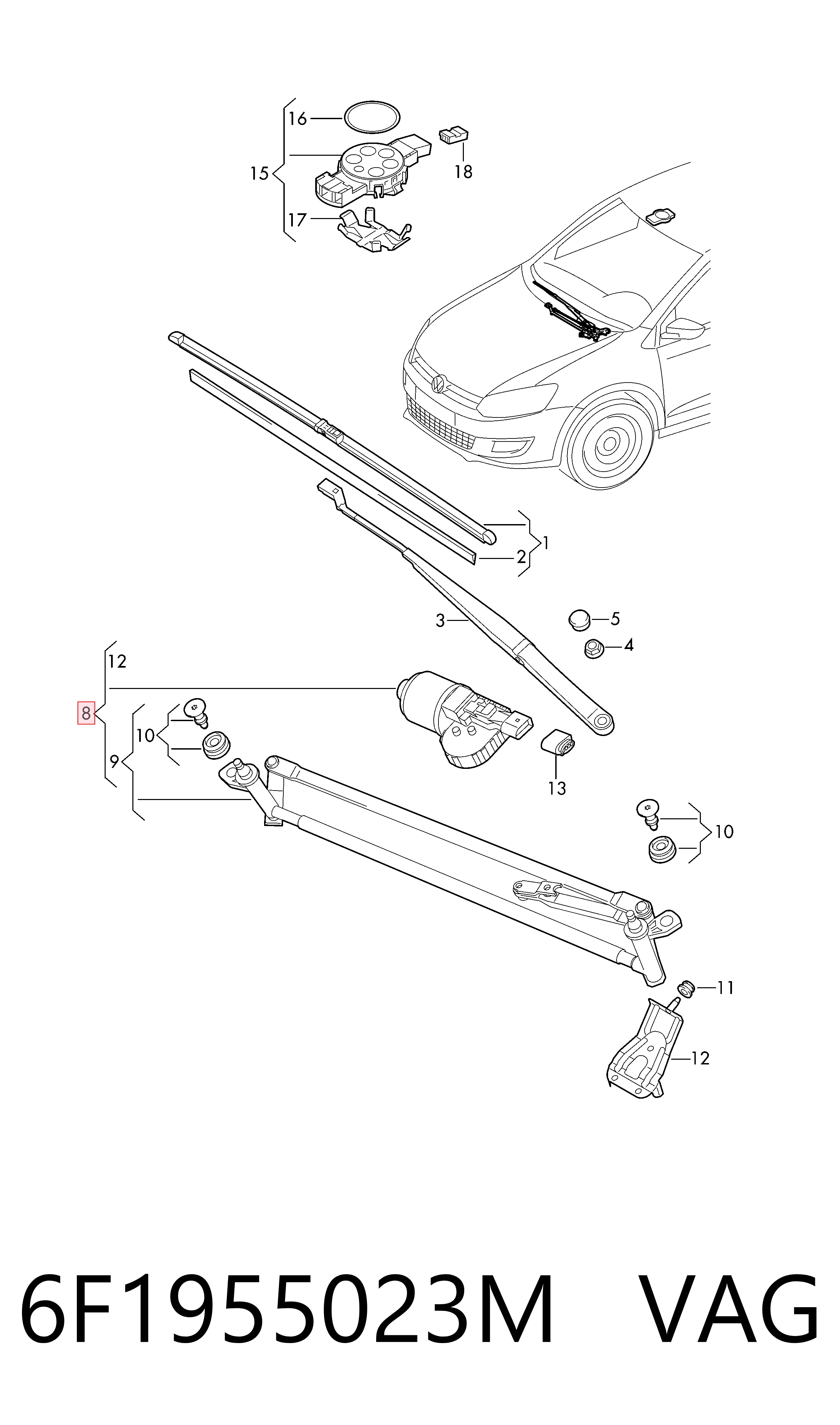 Trapezio del limpiaparabrisas Seat Ibiza V