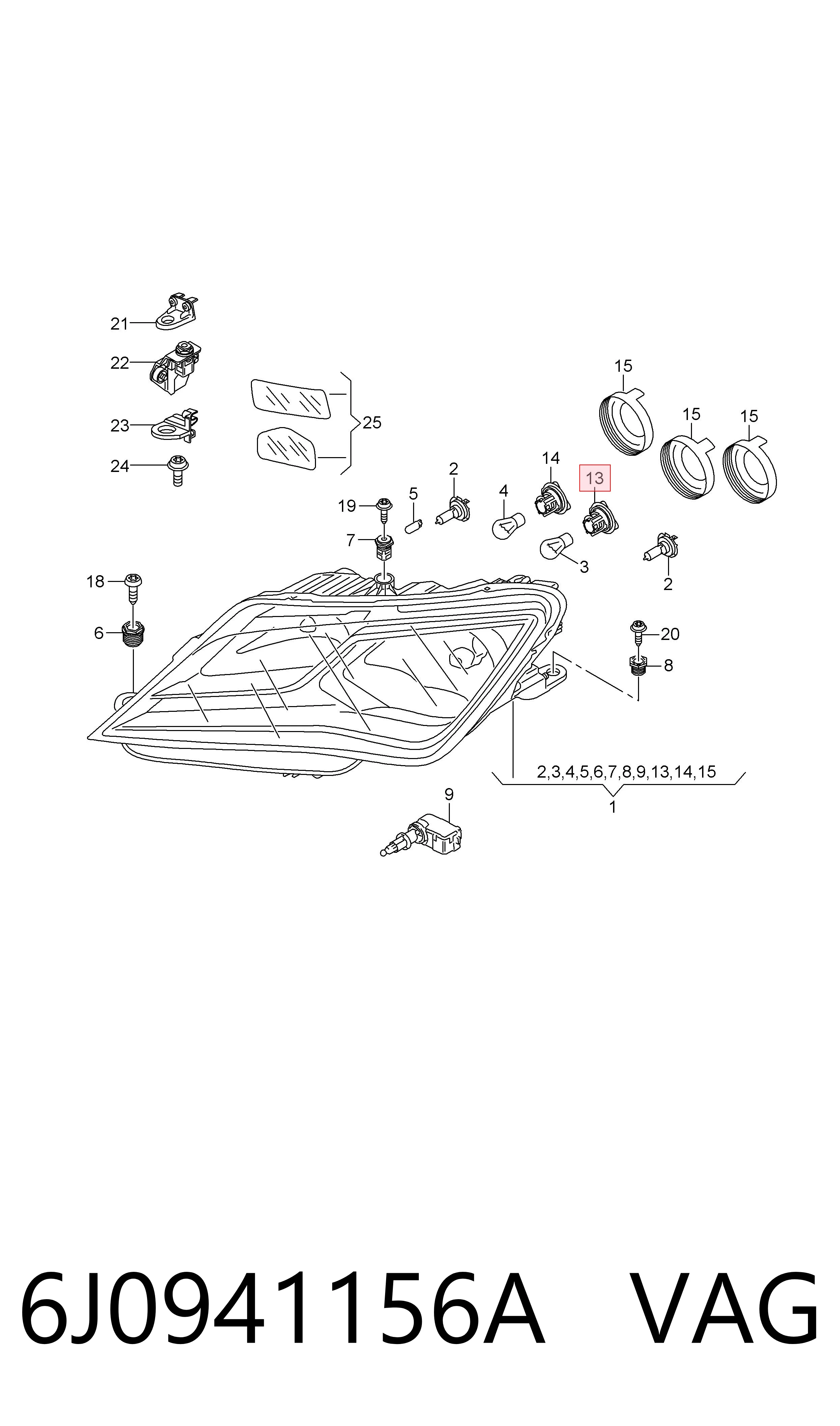 6J0941156A VAG Portalámparas de faro
