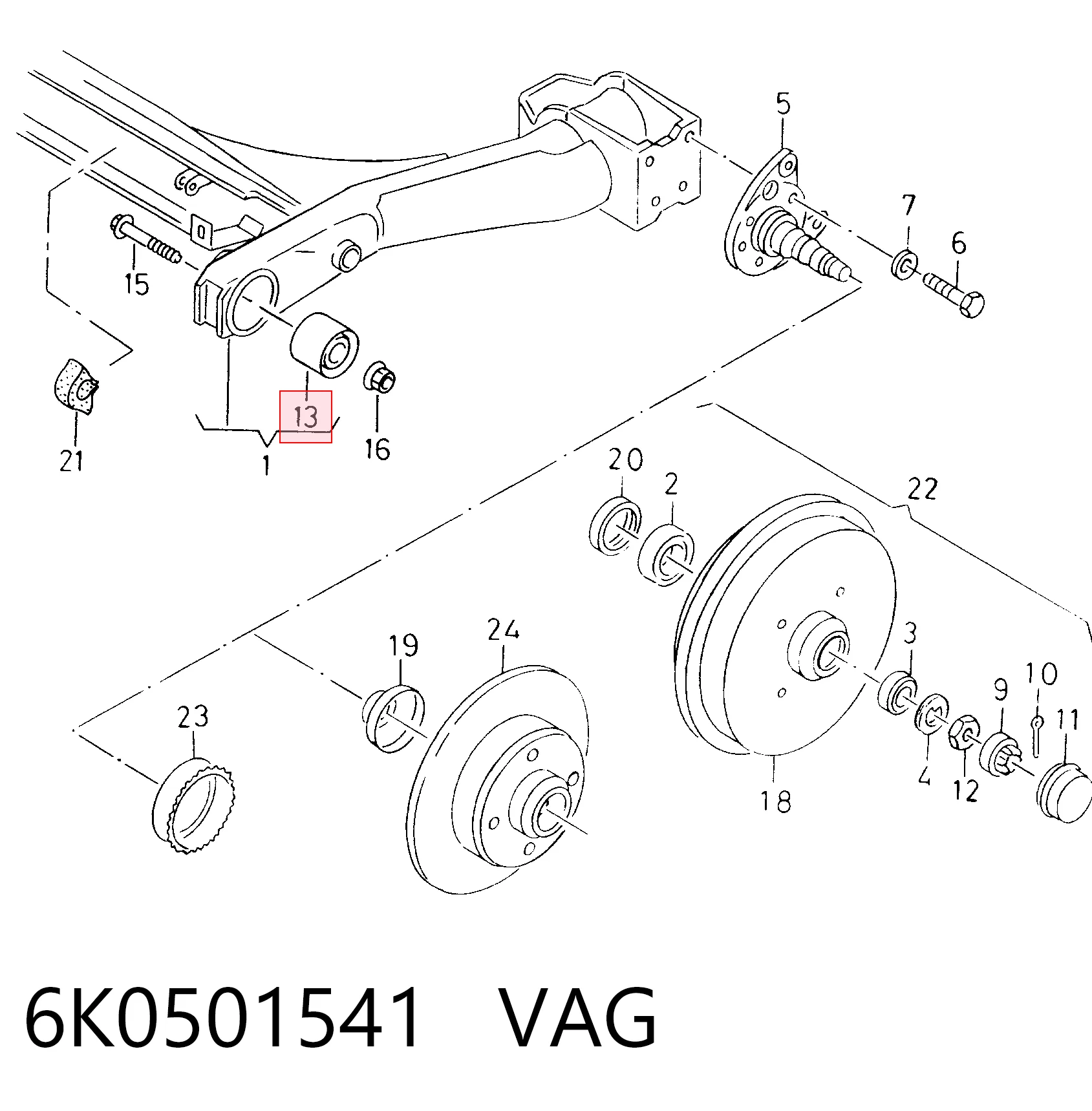 silentblock del eje trasero Seat Ibiza I (021A)